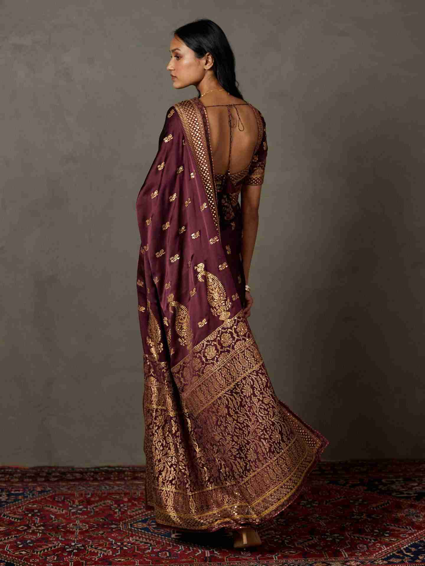 Prune Girija Saree With Unstitched Blouse
