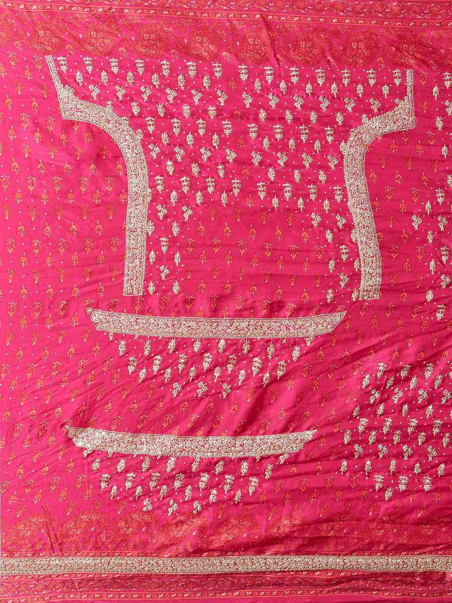 Fuschia Daya Zardozi Saree With Unstitched Blouse
