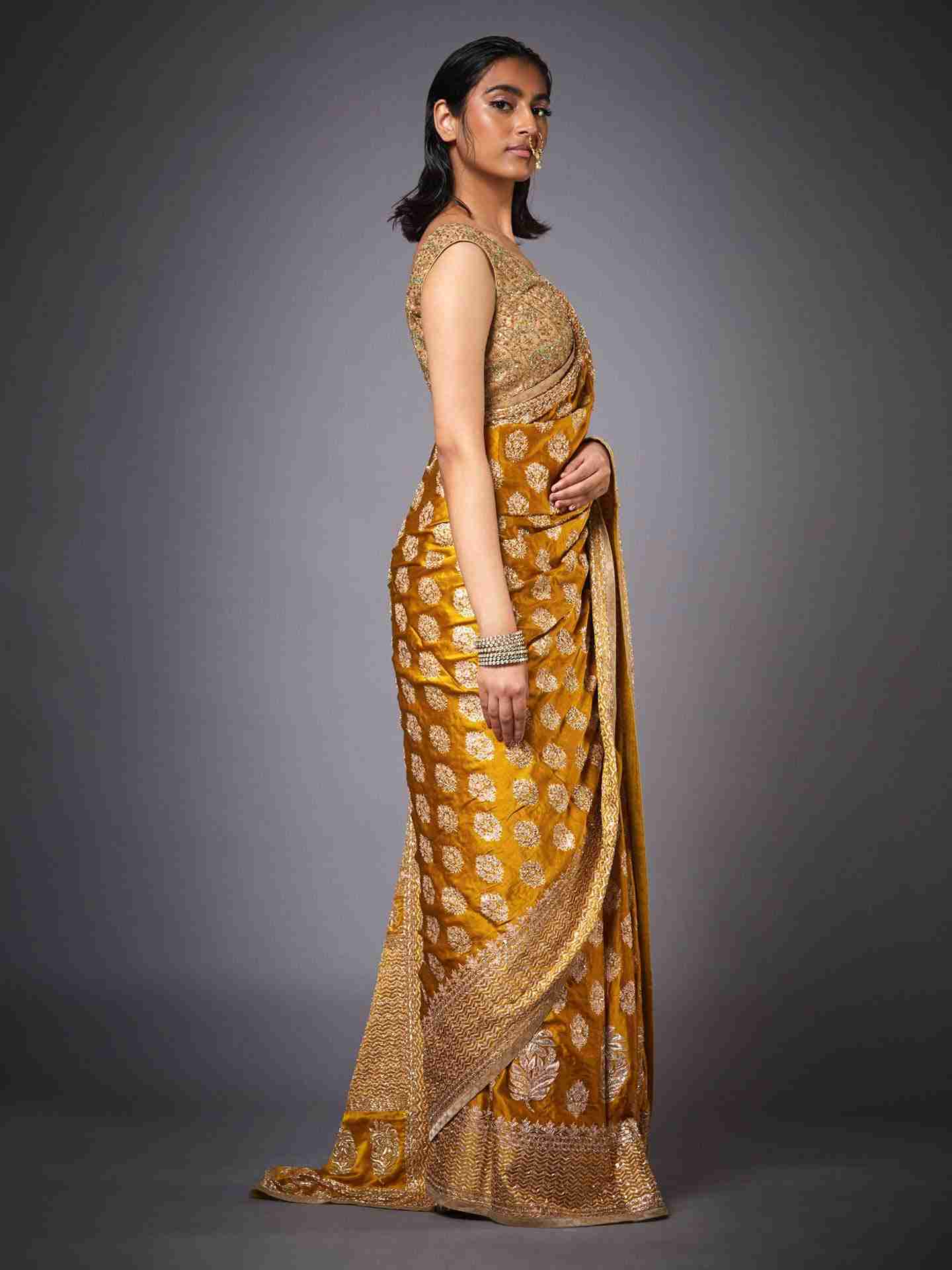 Yellow Agora Jasmine Saree With Unstitched Blouse