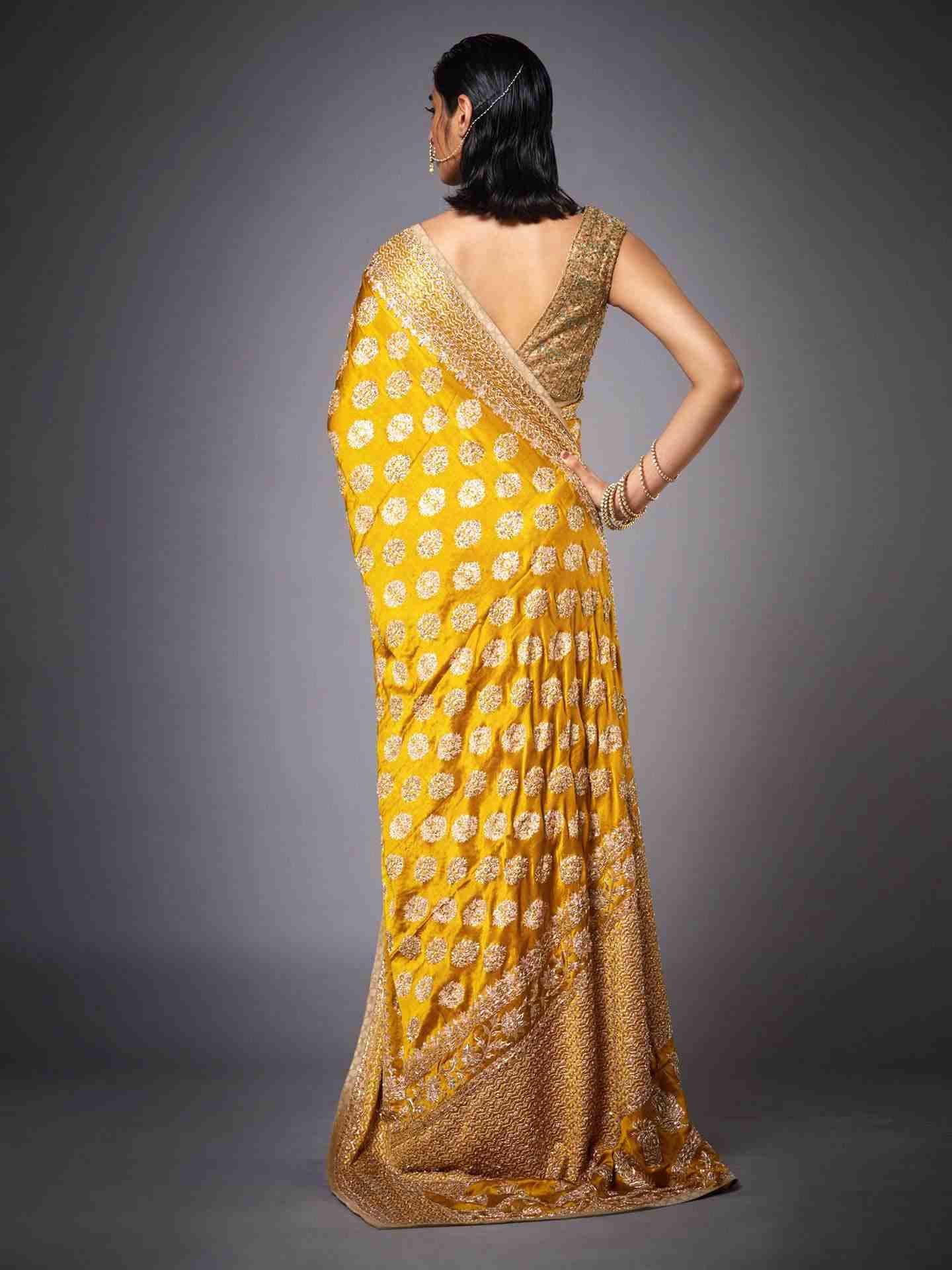 Yellow Agora Jasmine Saree With Unstitched Blouse