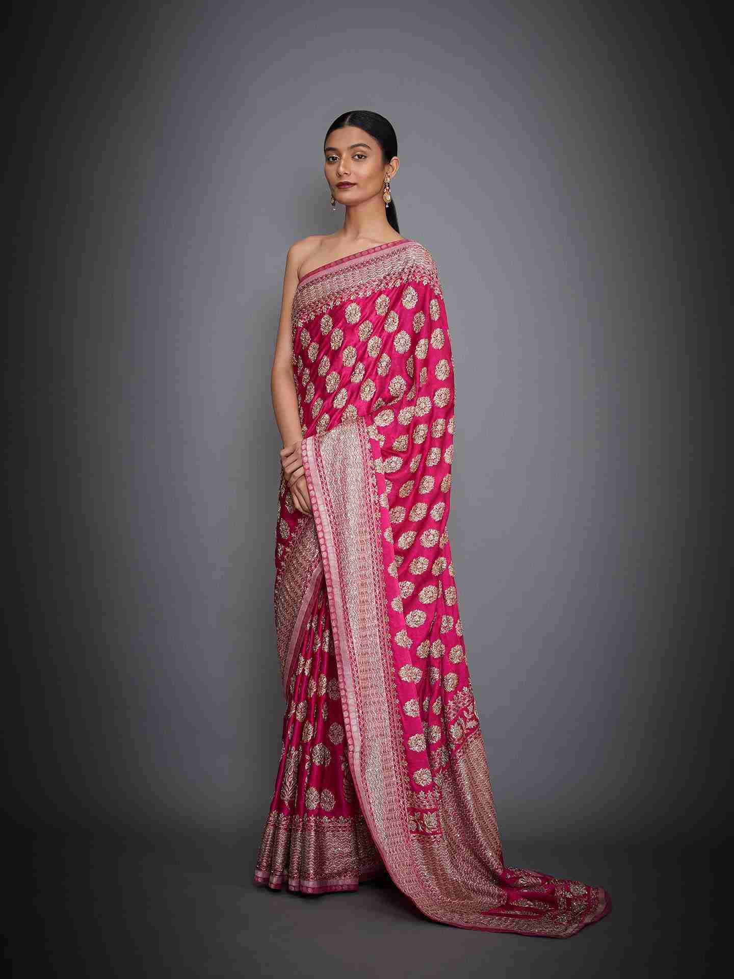 Pink Agora Jasmine Saree With Unstitched Blouse