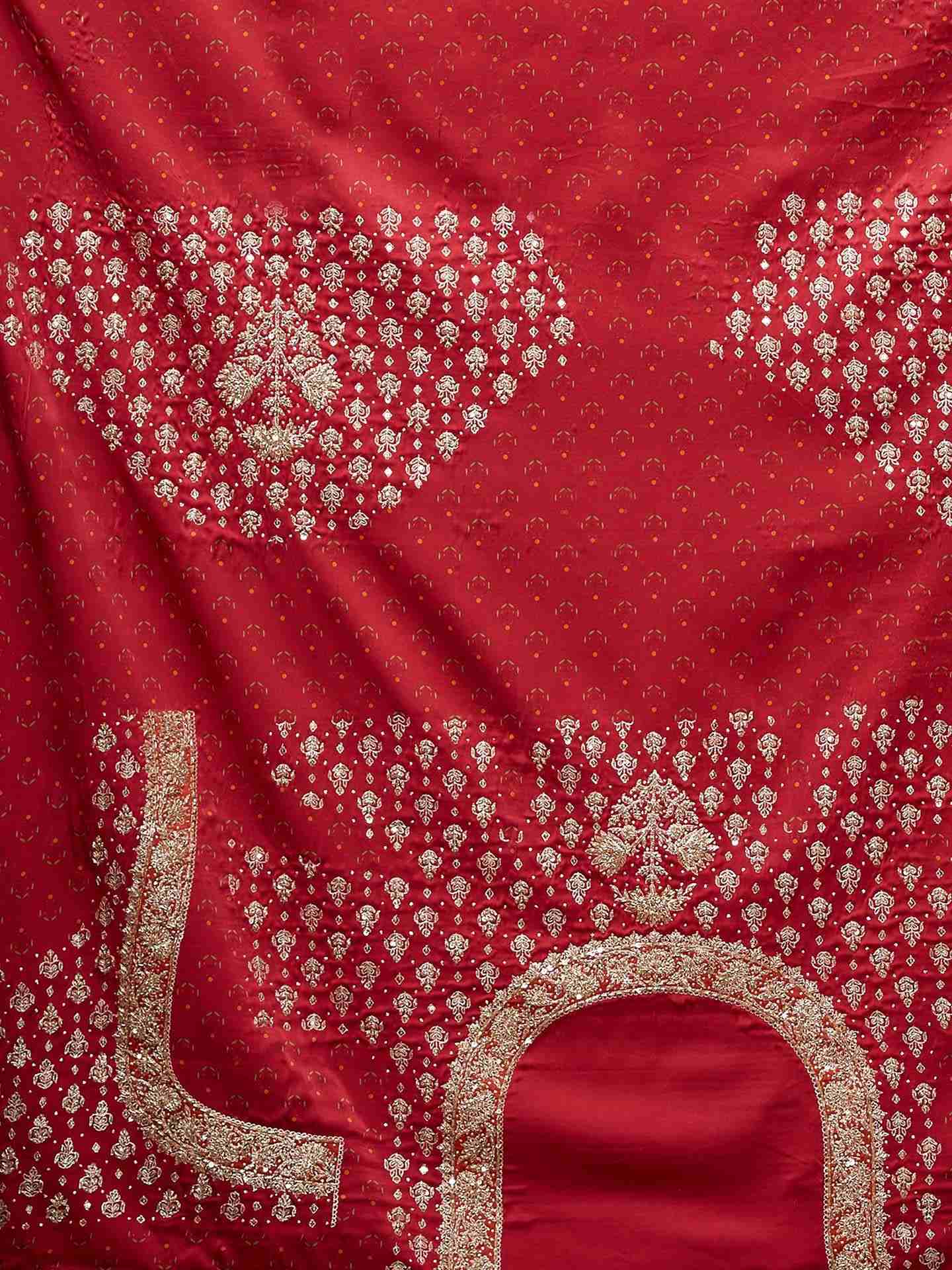 Red & Saffron Jaya Saree With Unstitched Blouse