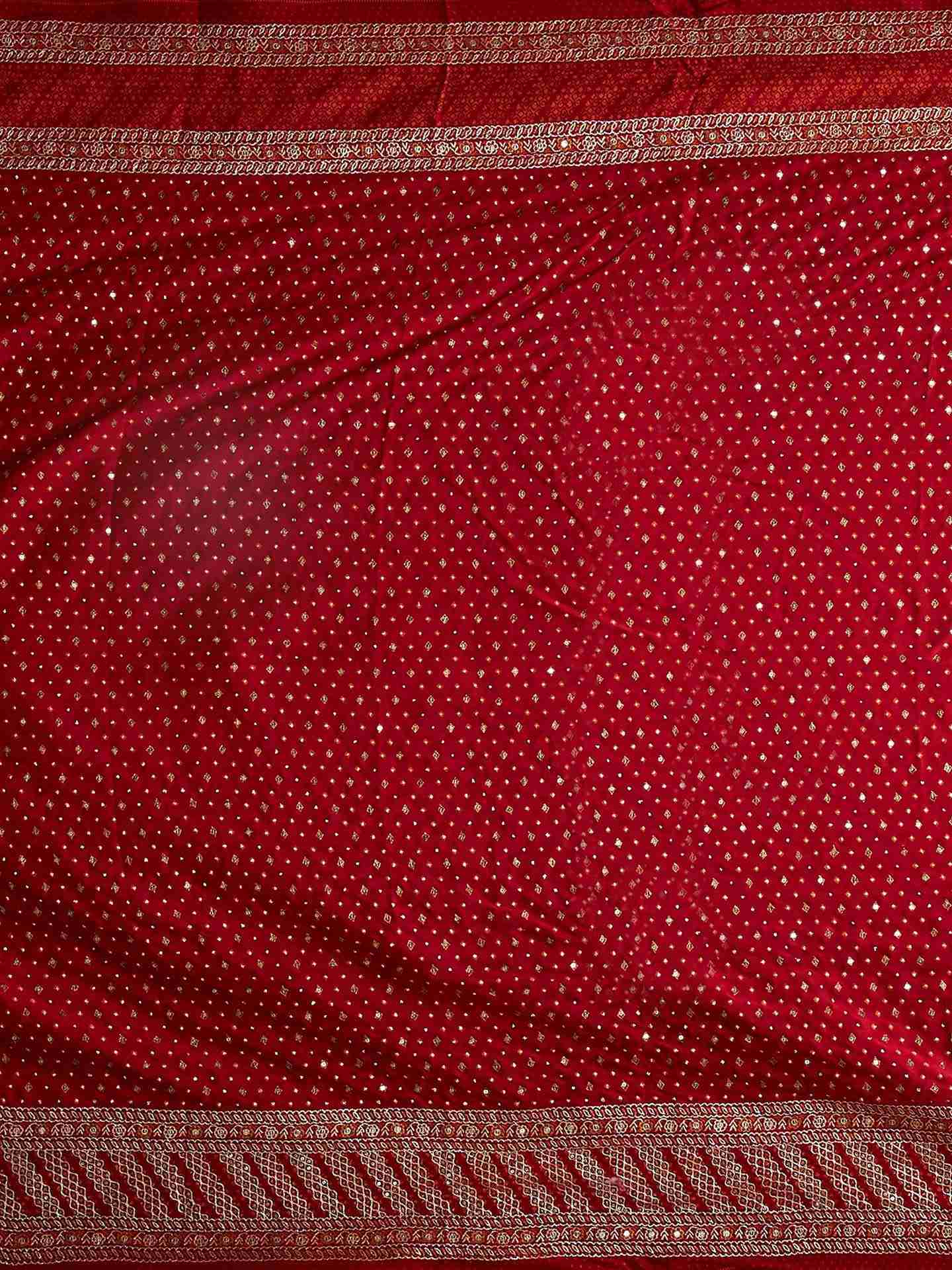 Red Amra Saree With Unstitched Blouse