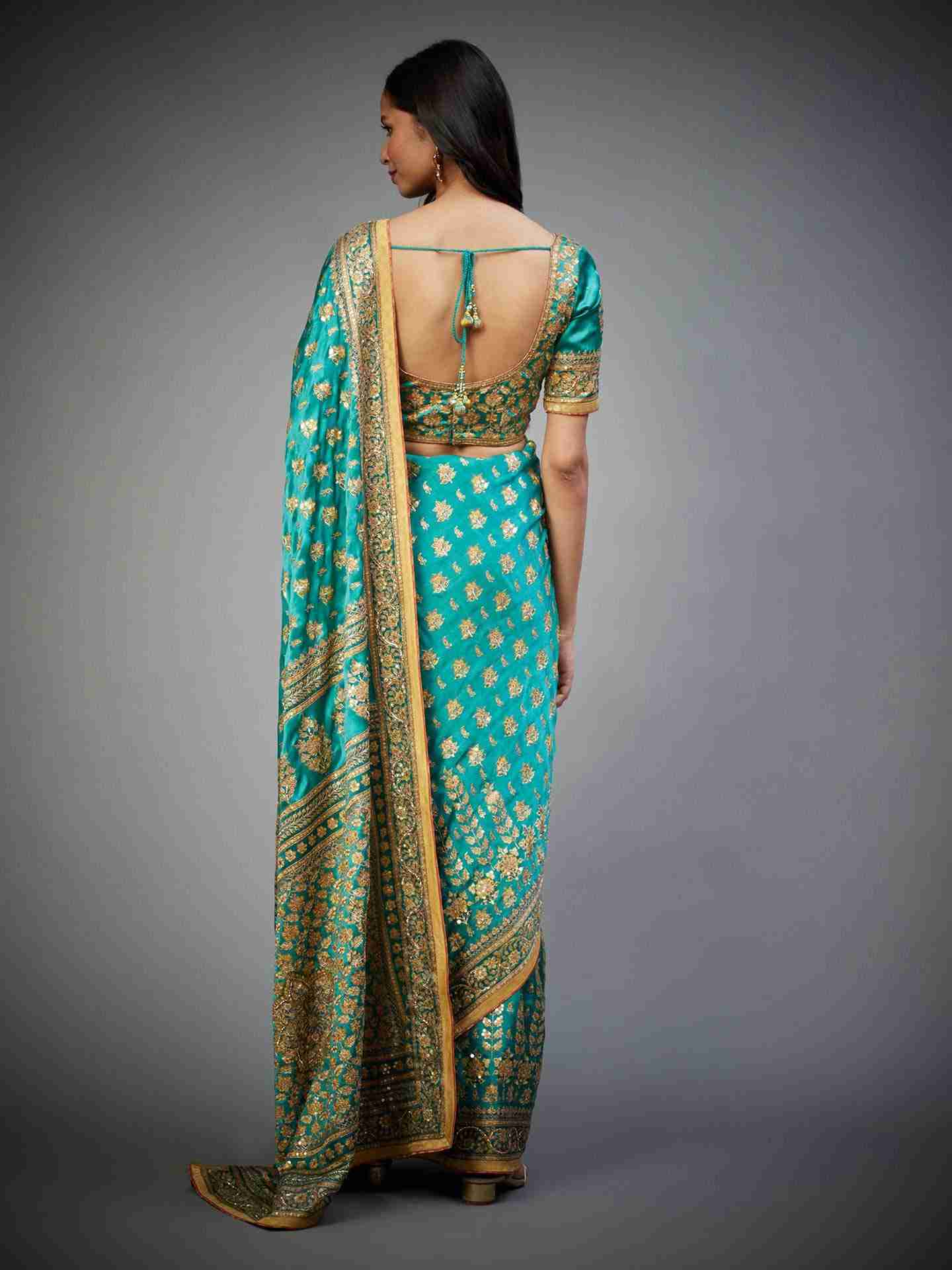 Emerald Satnam Saree With Unstitched Blouse