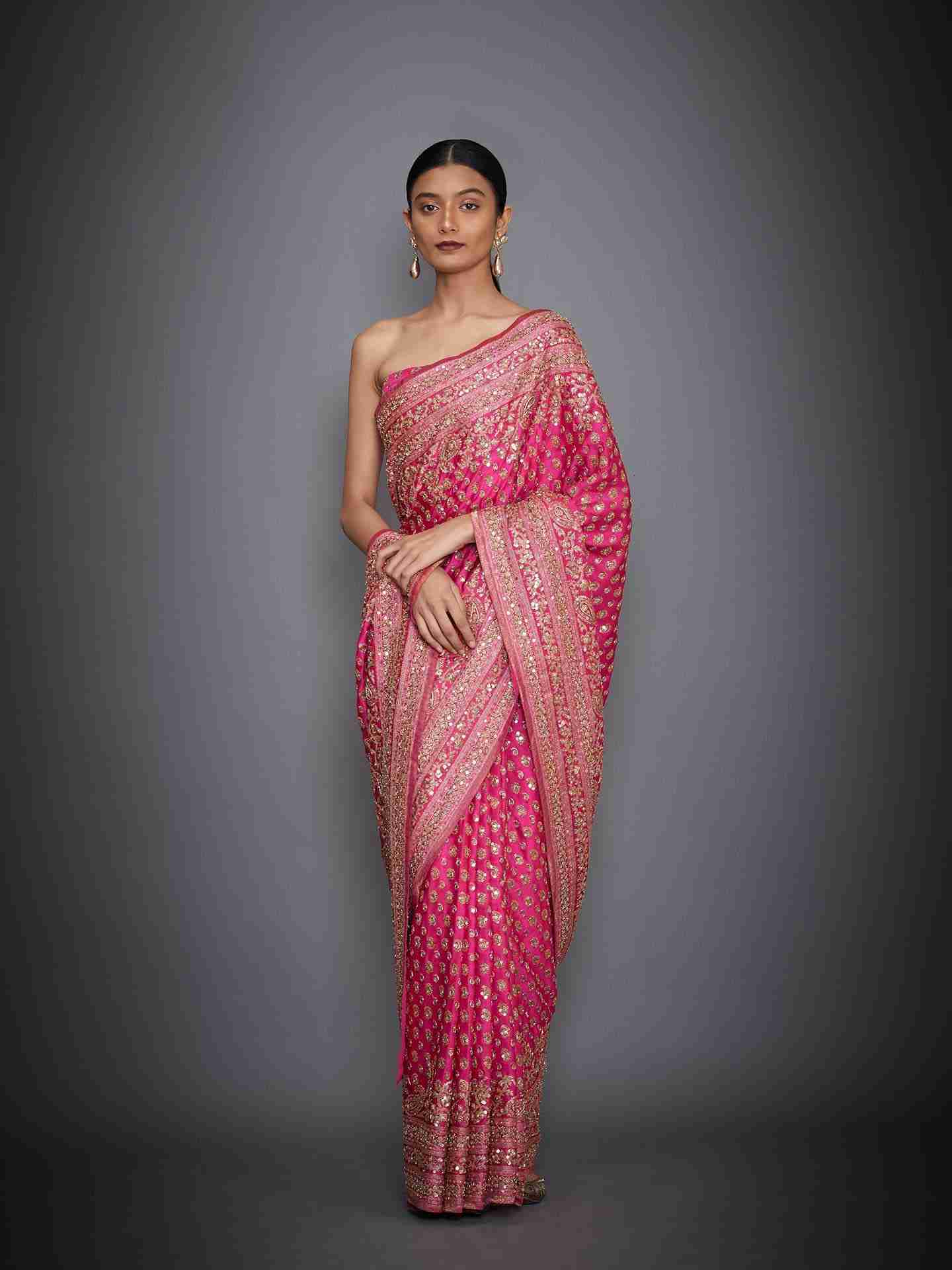 Fuschia Sania Saree With Unstitched Blouse