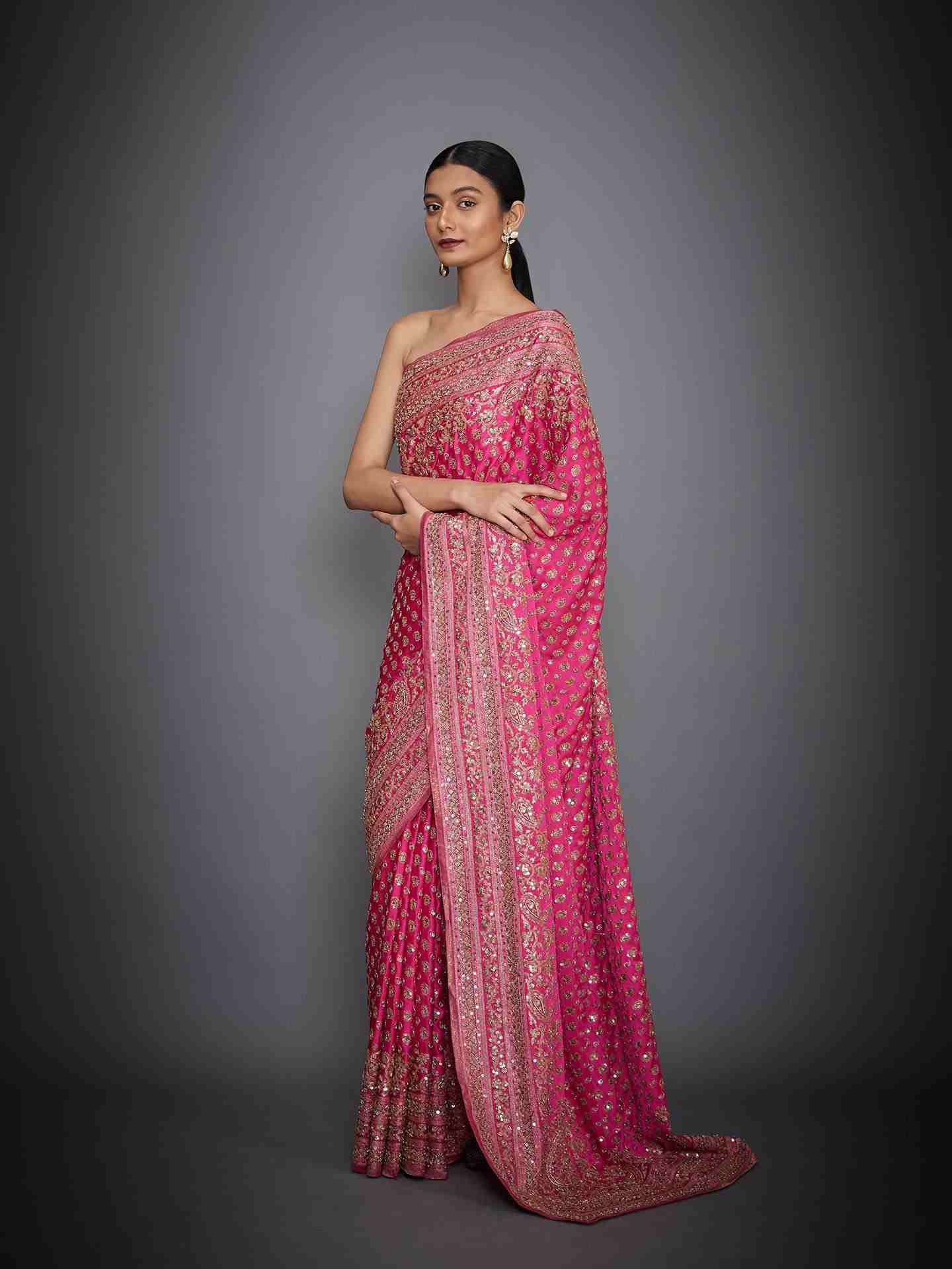 Fuschia Sania Saree With Unstitched Blouse