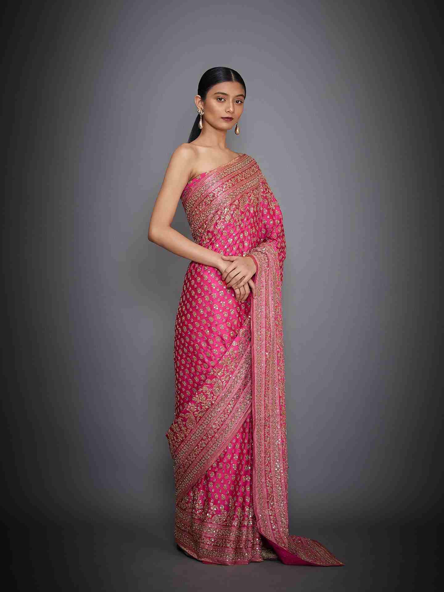 Fuschia Sania Saree With Unstitched Blouse