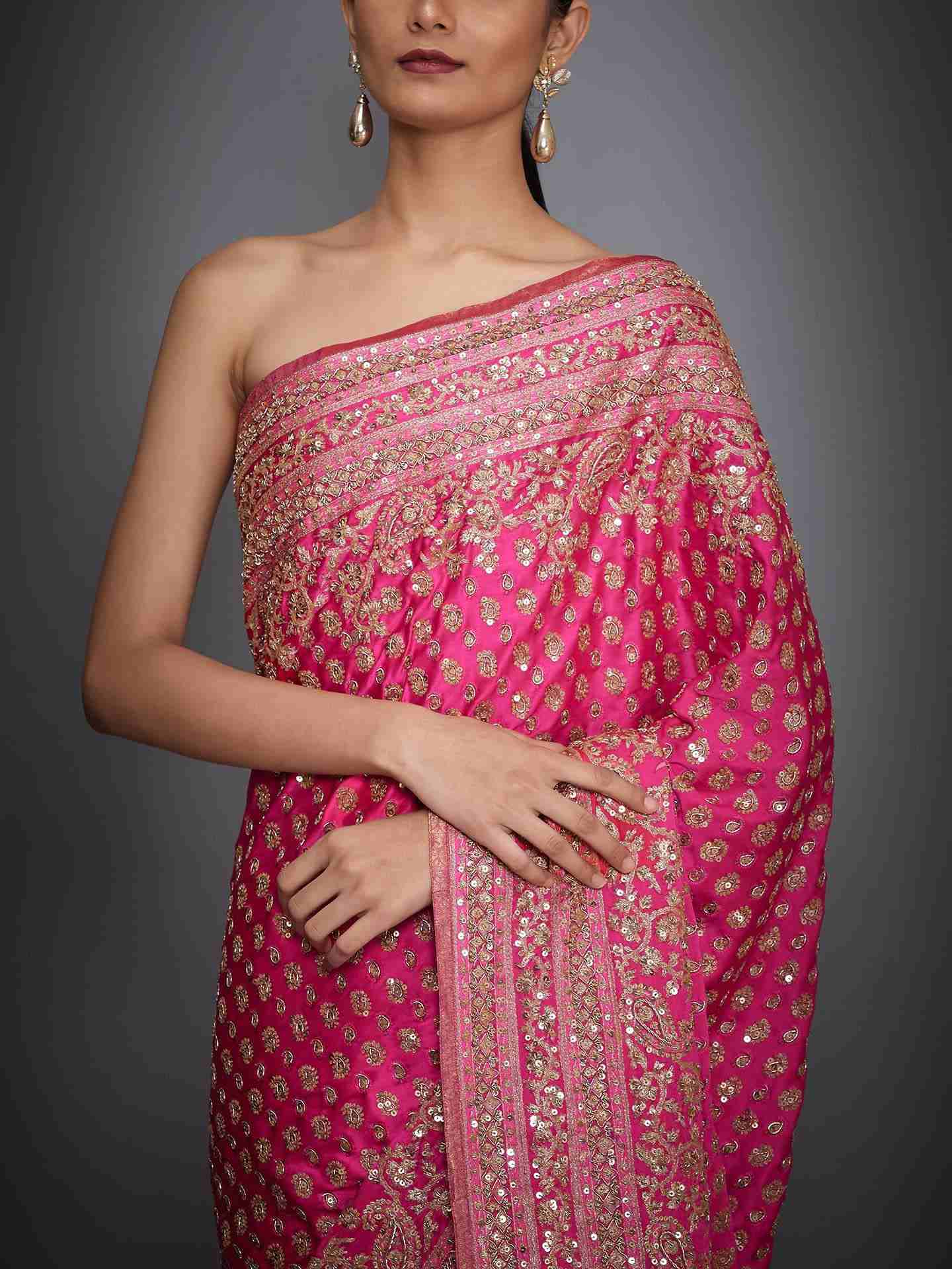 Fuschia Sania Saree With Unstitched Blouse