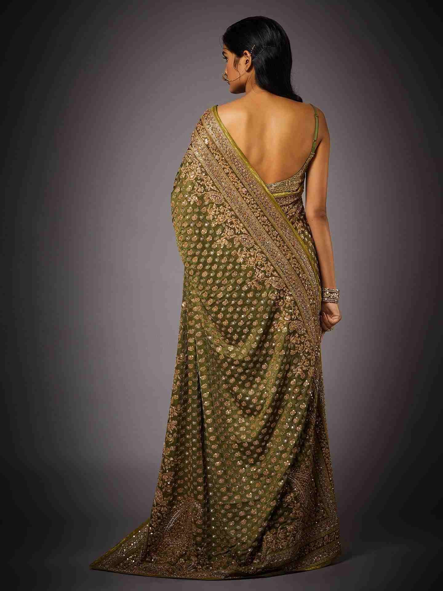 Khaki Sania Saree With Unstitched Blouse