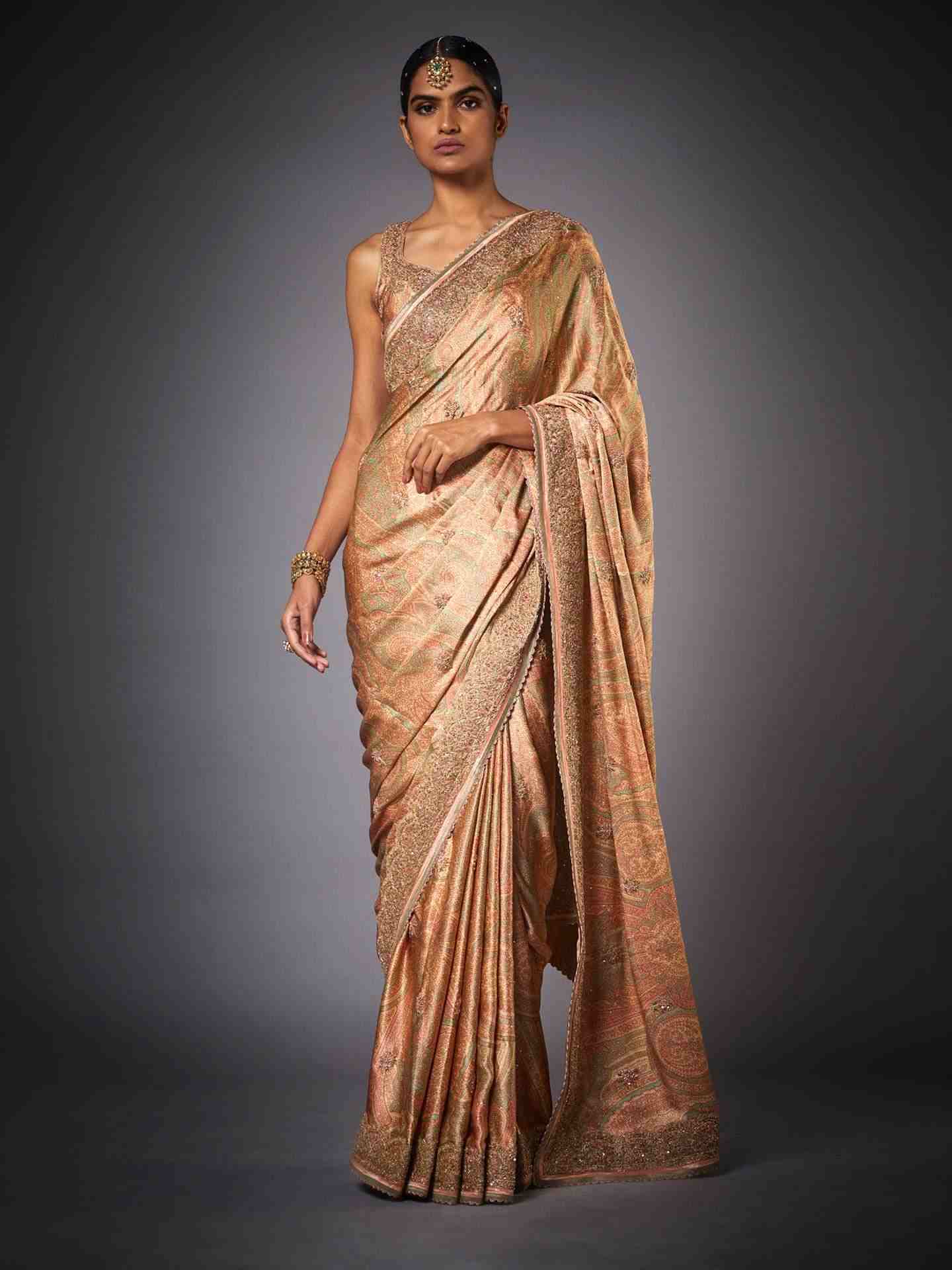 Pink Imran Coat Saree With Unstitched Blouse