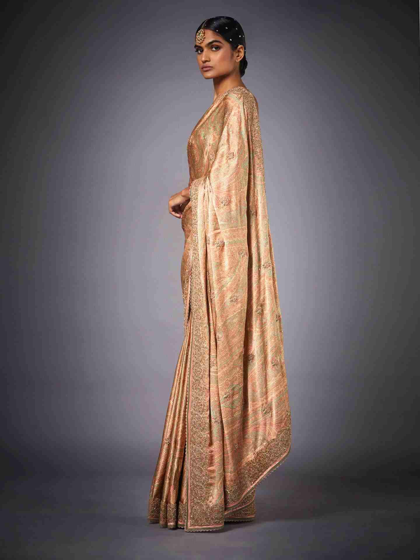 Pink Imran Coat Saree With Unstitched Blouse