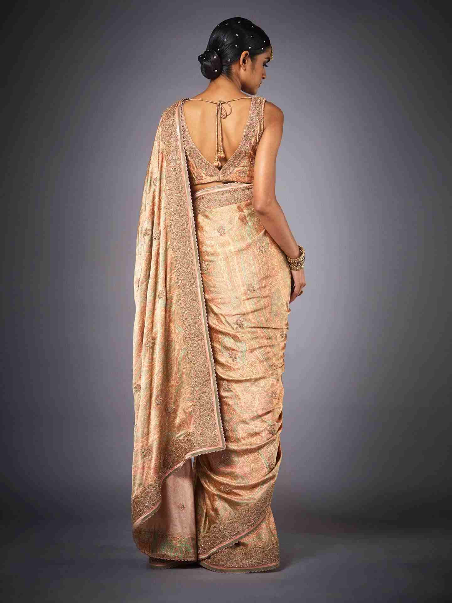 Pink Imran Coat Saree With Unstitched Blouse