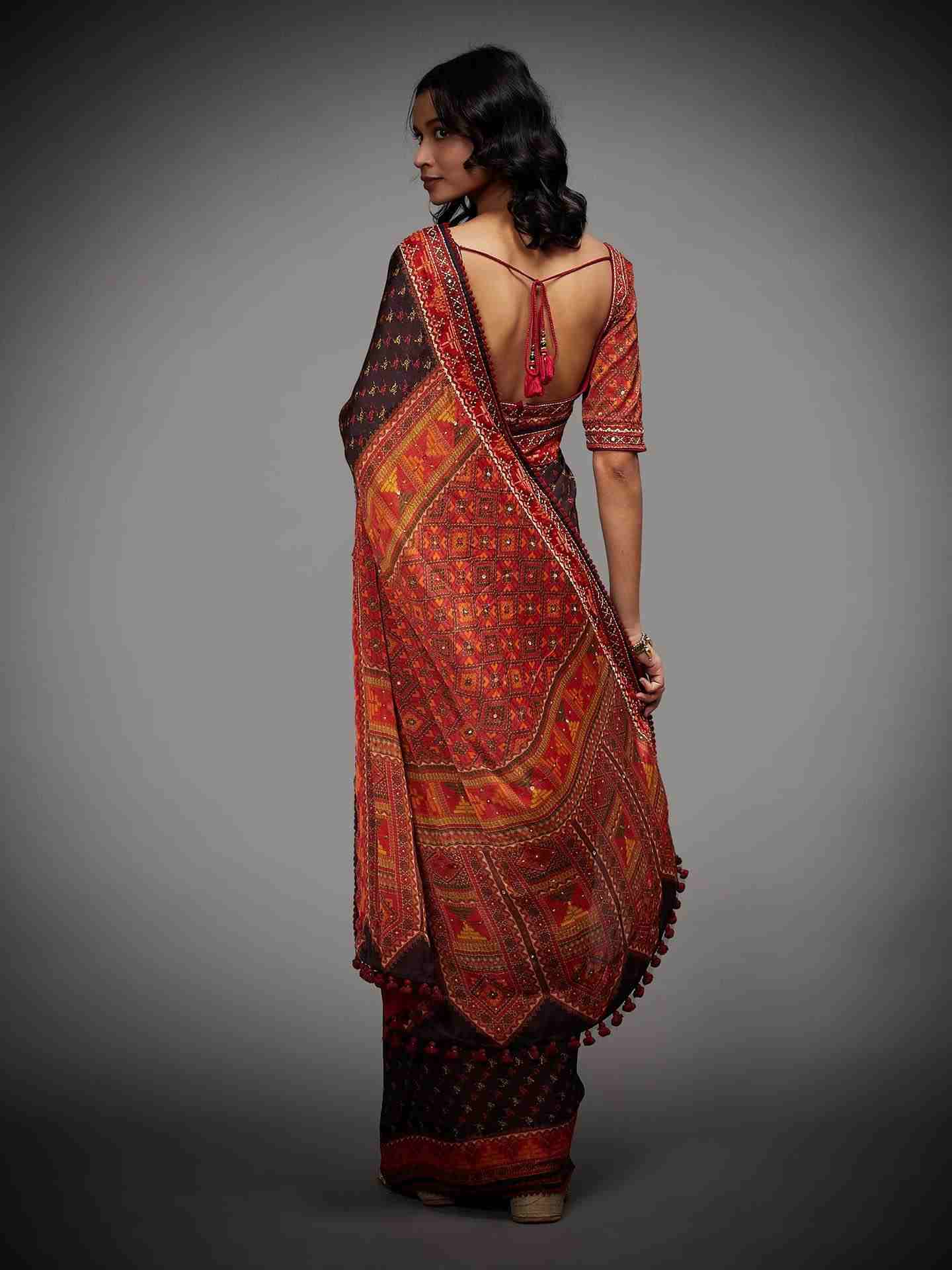 Black Falguni Saree With Unstitched Blouse