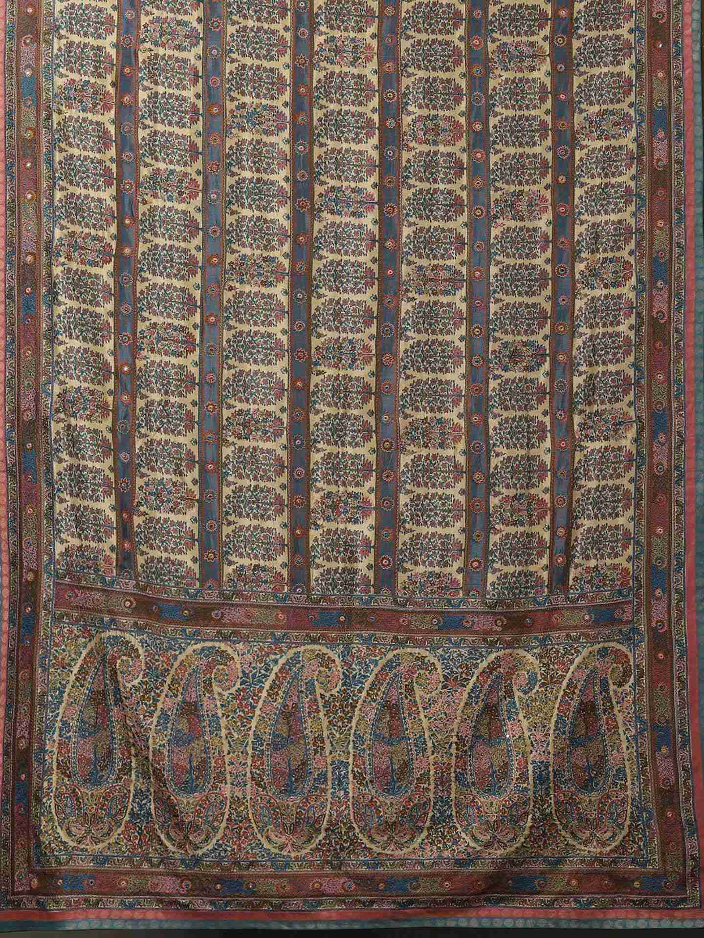 Beige & Tapestry Blue Keya Shawl