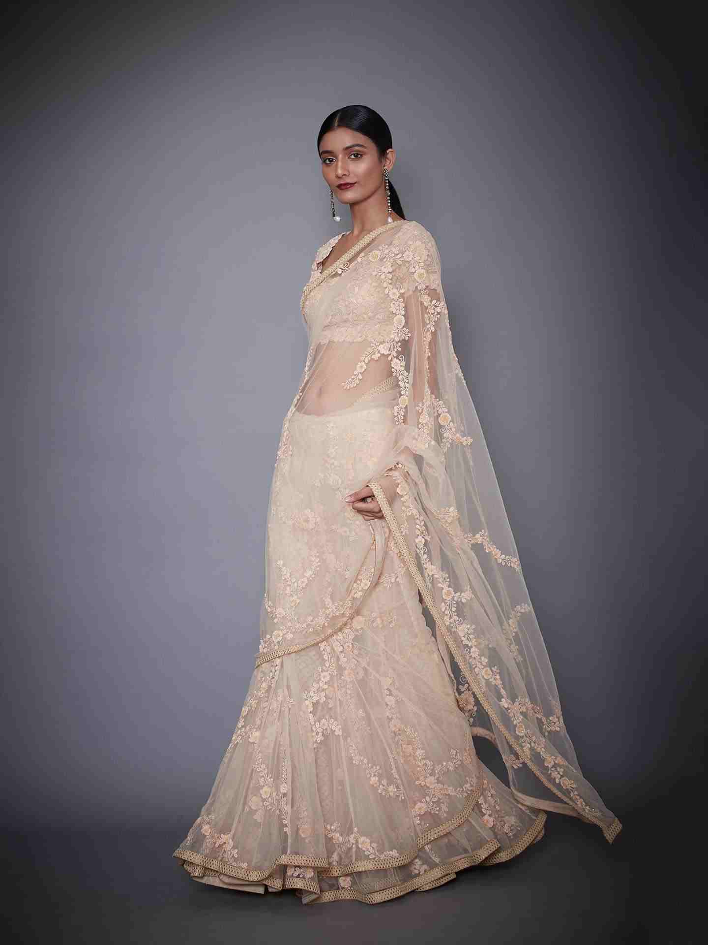 Peach Akansha Saree With Stitched Blouse