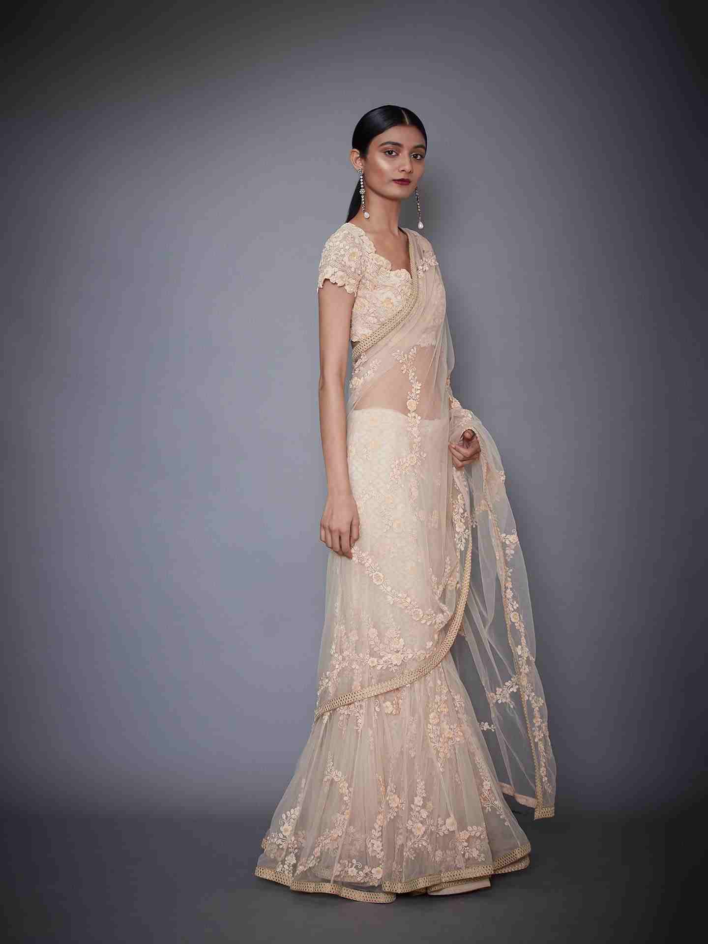 Peach Akansha Saree With Stitched Blouse