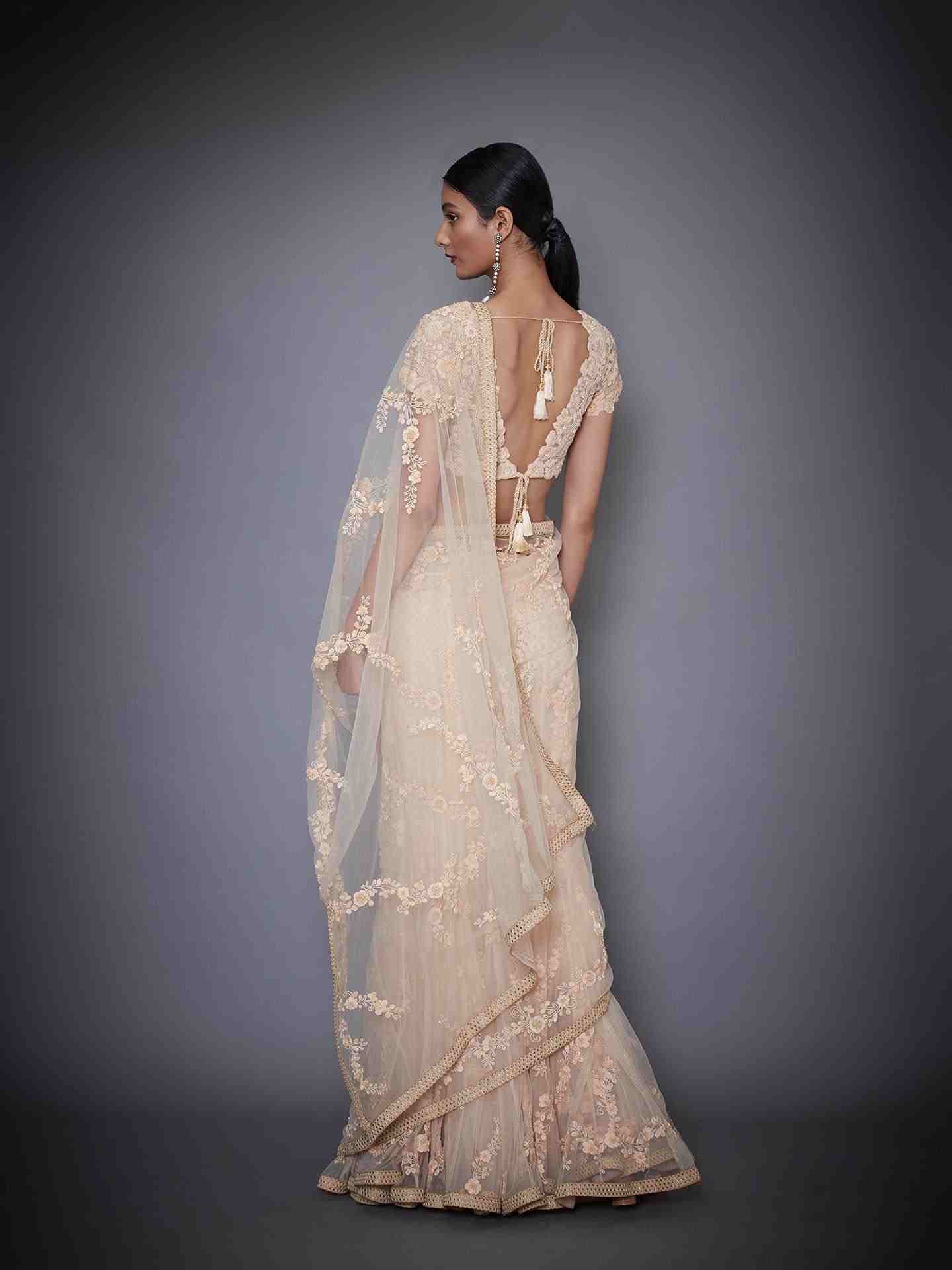 Peach Akansha Saree With Stitched Blouse
