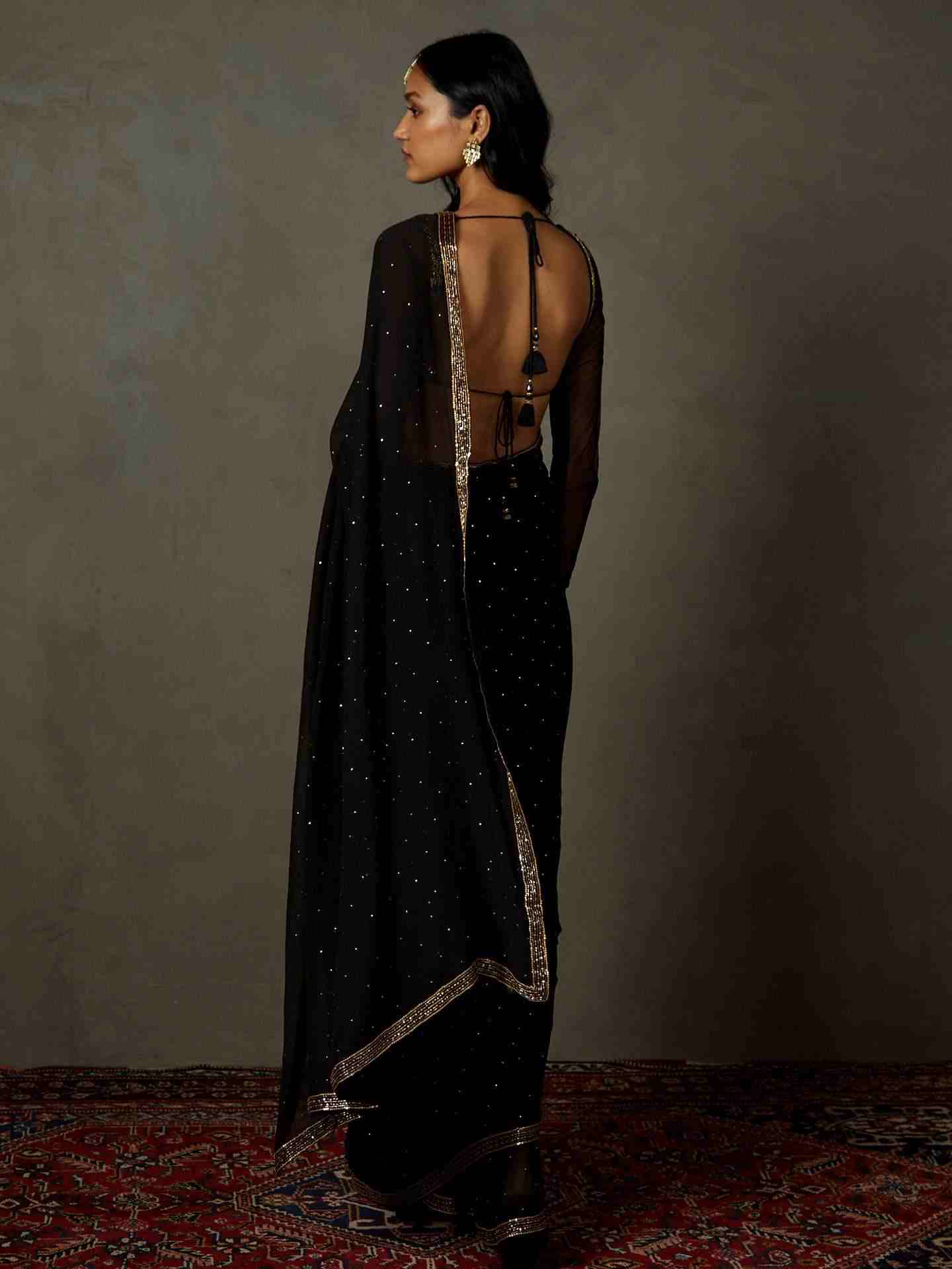 Black Anayna Saree With Stitched Blouse
