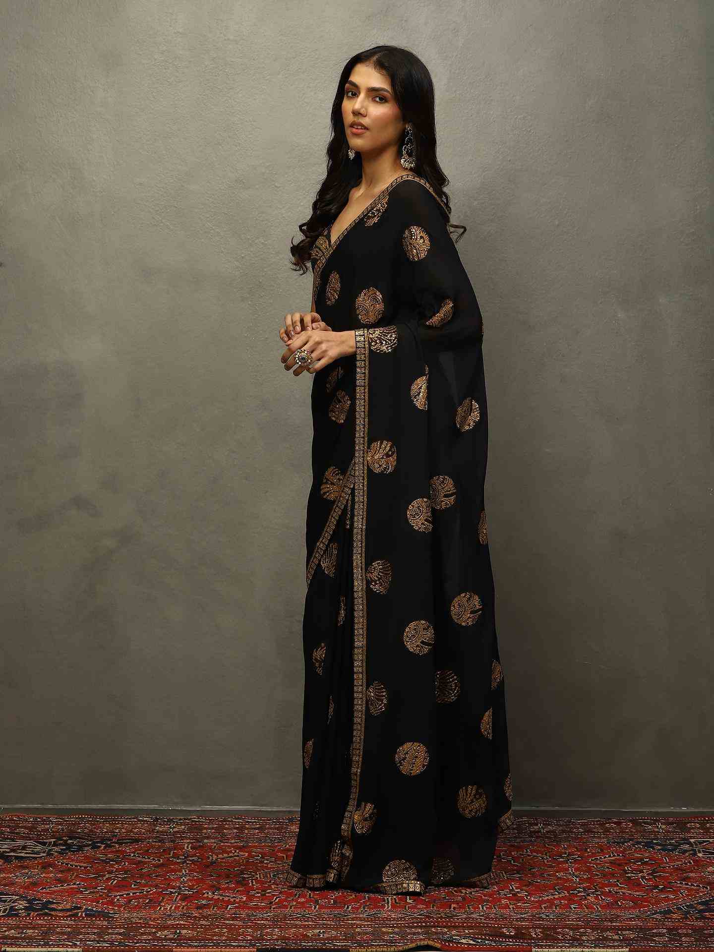 Black Mayur Saree