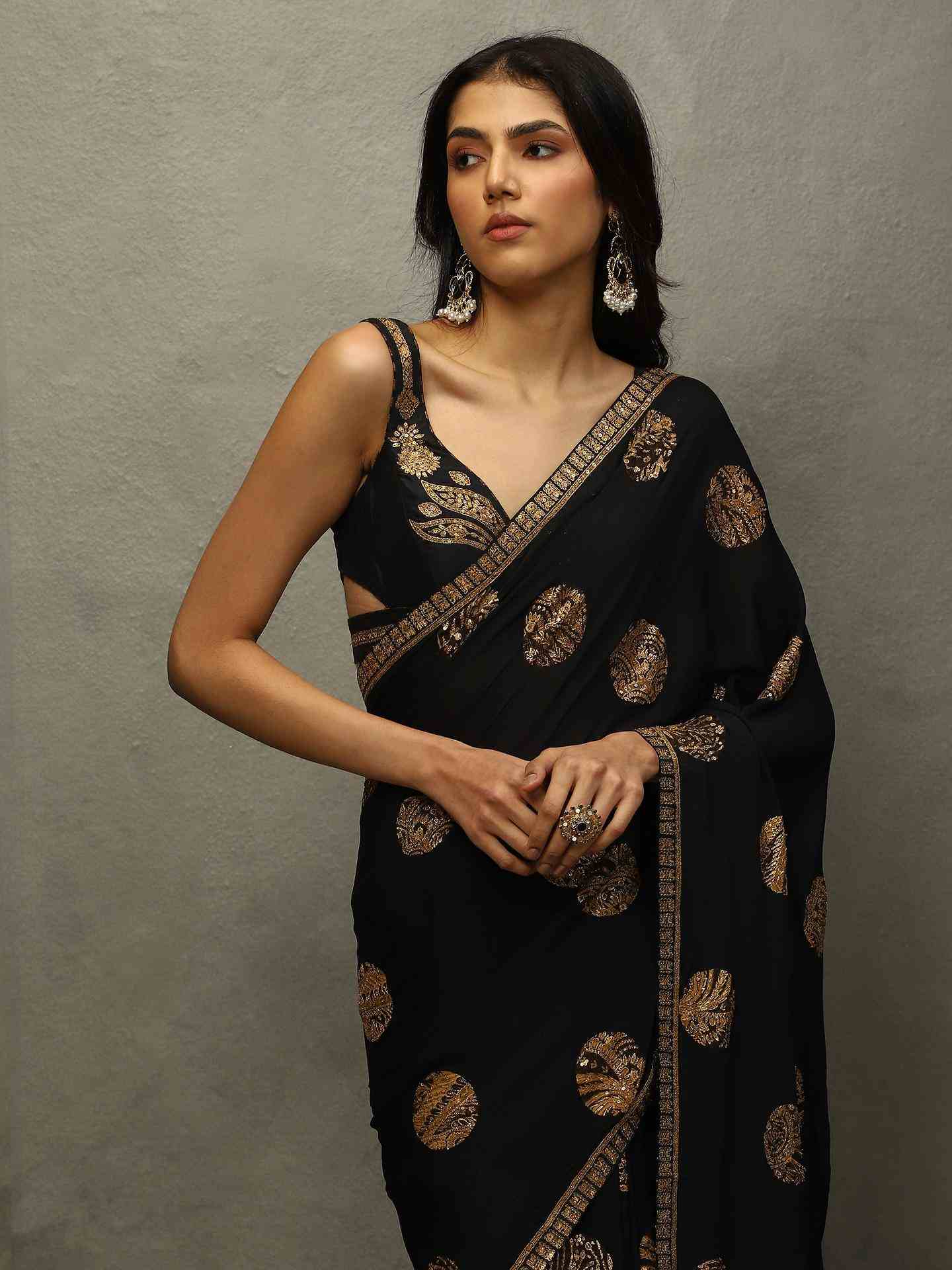 Black Mayur Saree