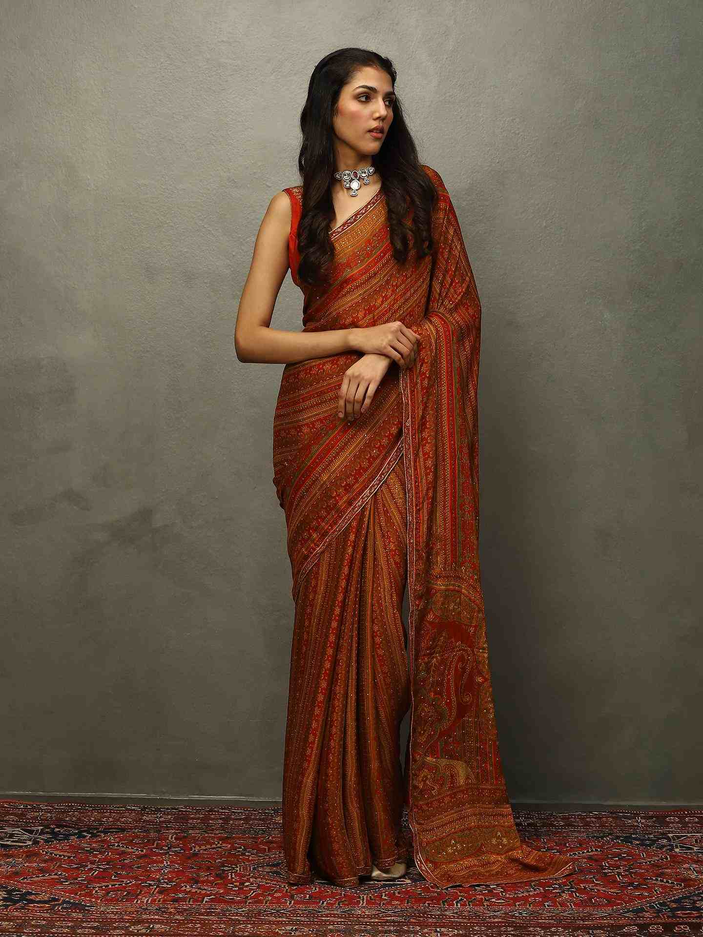 Red & Beige Vasu Saree