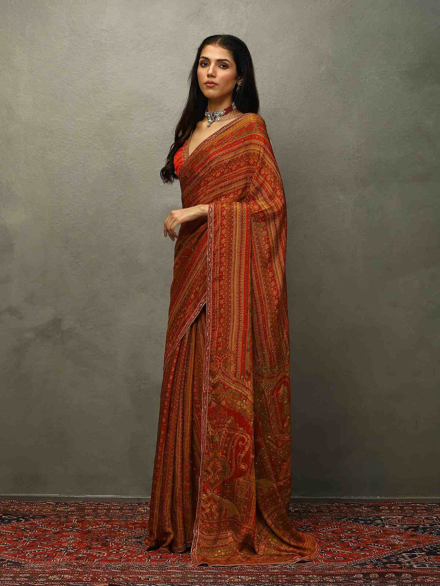 Red & Beige Vasu Saree