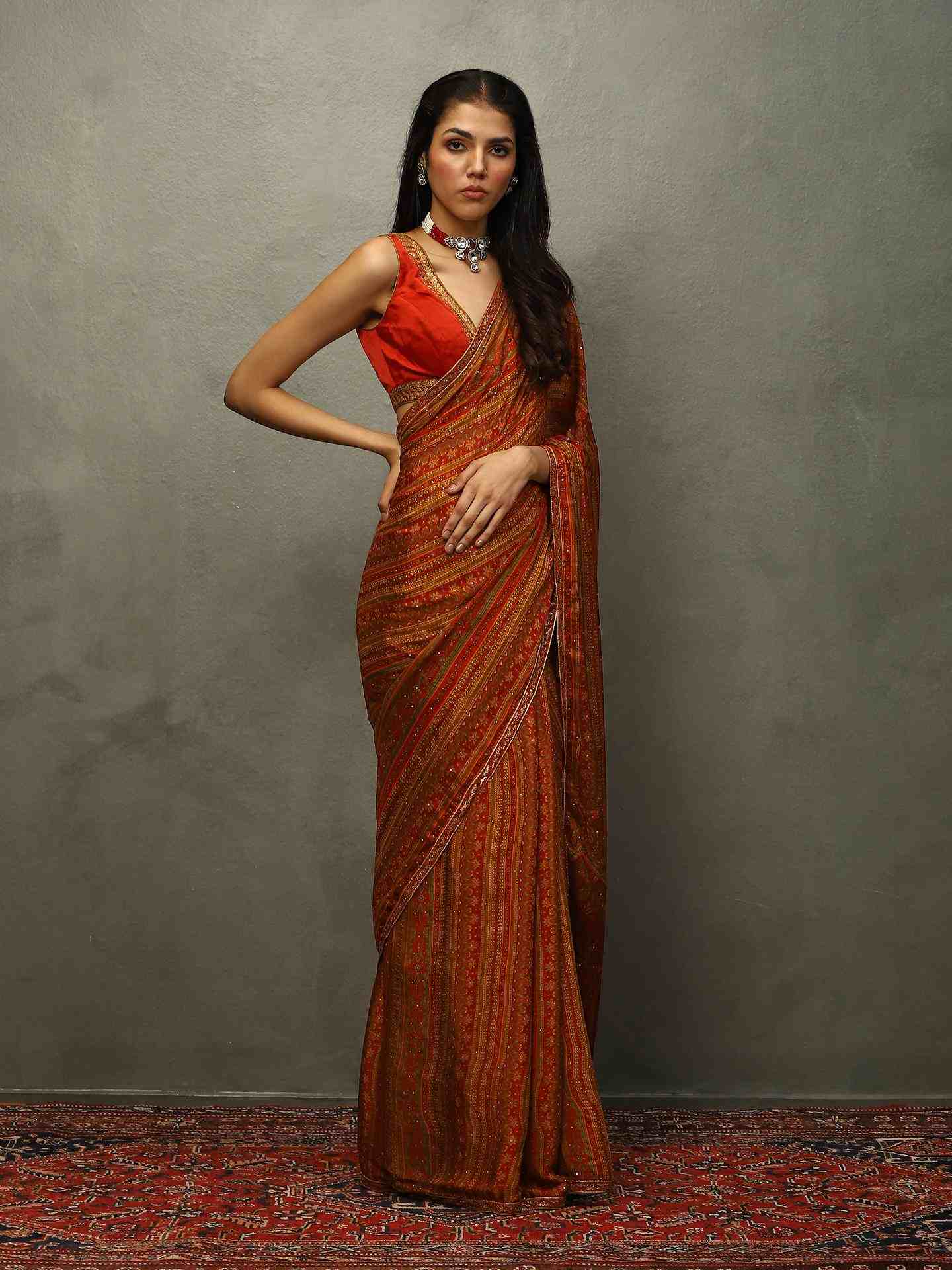 Red & Beige Vasu Saree