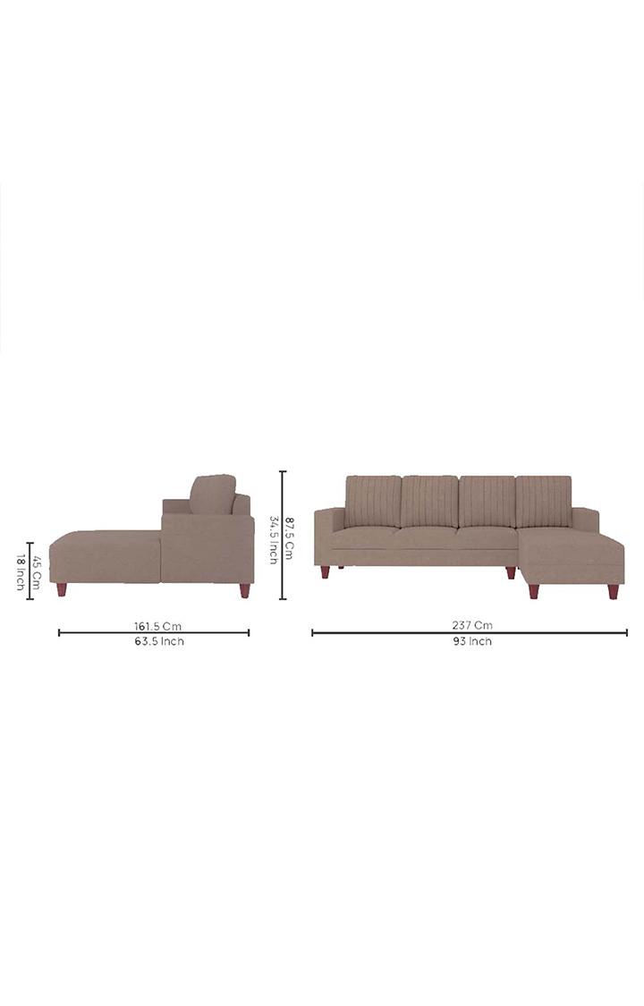 NEUDOT Roman LHS Sectional Sofa for Living Room |6 Person Sofa|Premium Fabric with Cushioned Armrest | Solid Wood Frame|6 Seater in Desert Brown Color