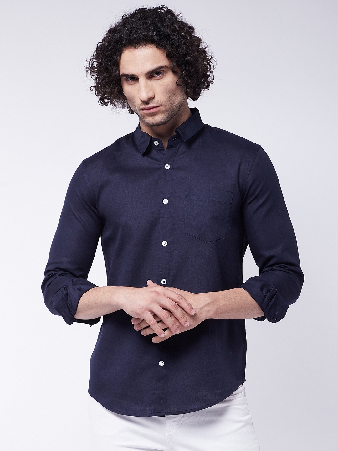 Rick Masch Men's Slim Fit Fine Cotton Solid Full Sleeves Casual Shirt