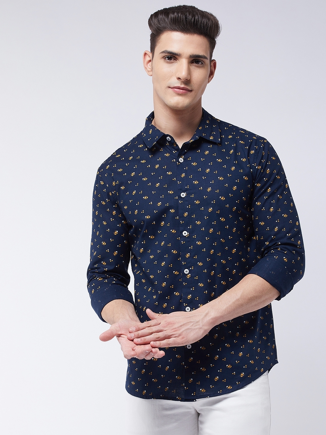 Rick Masch Men's Slim Fit Fine Cotton Printed Full Sleeves Casual Shirt
