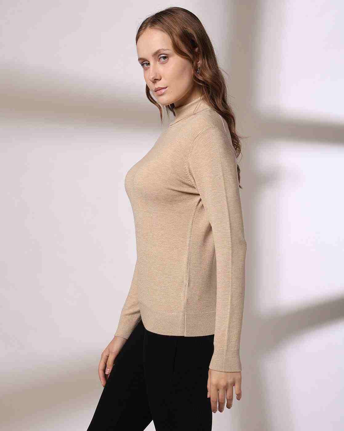 RIO BASIC | Women Ribbed Relaxed Fit Turtleneck Sweatshirt