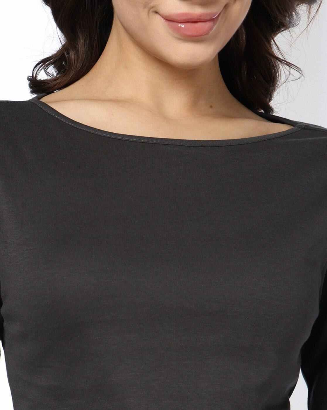 RIO BASIC | Women Slim Fit Boat-Neck Crop T-Shirt|3