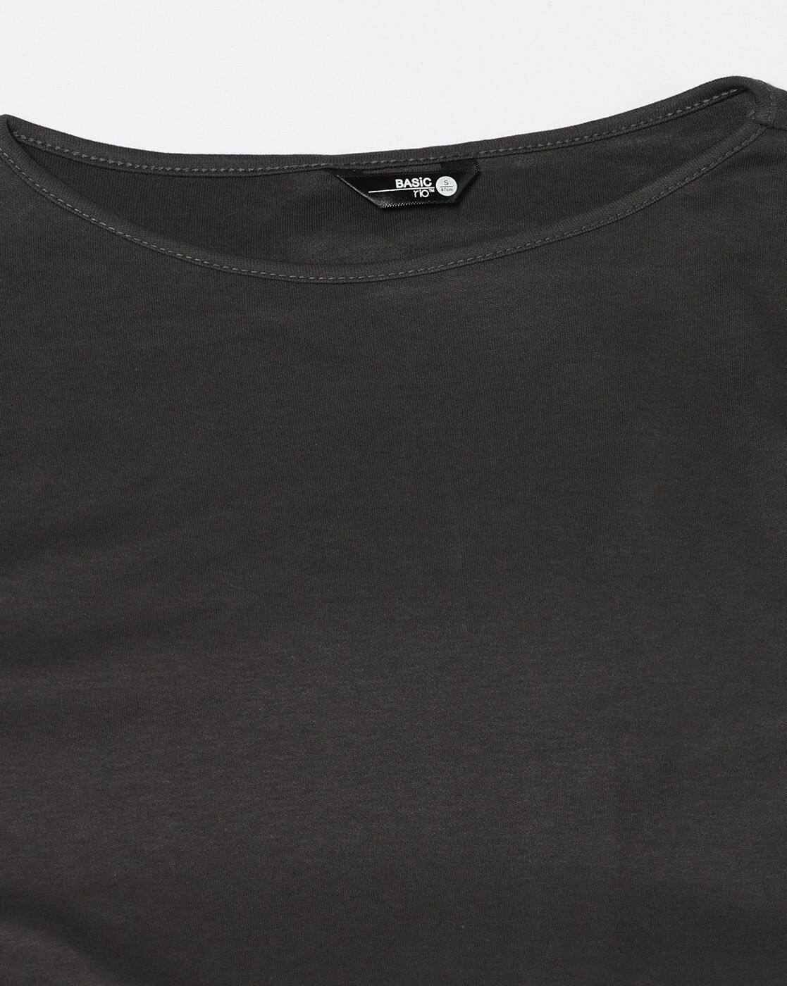 RIO BASIC | Women Slim Fit Boat-Neck Crop T-Shirt|4