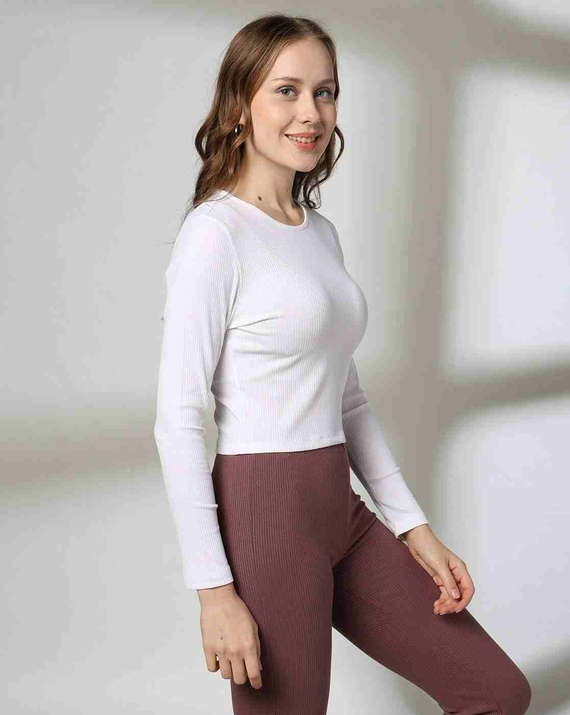 RIO BASIC | Women Ribbed Slim Fit Crew-Neck T-Shirt|1