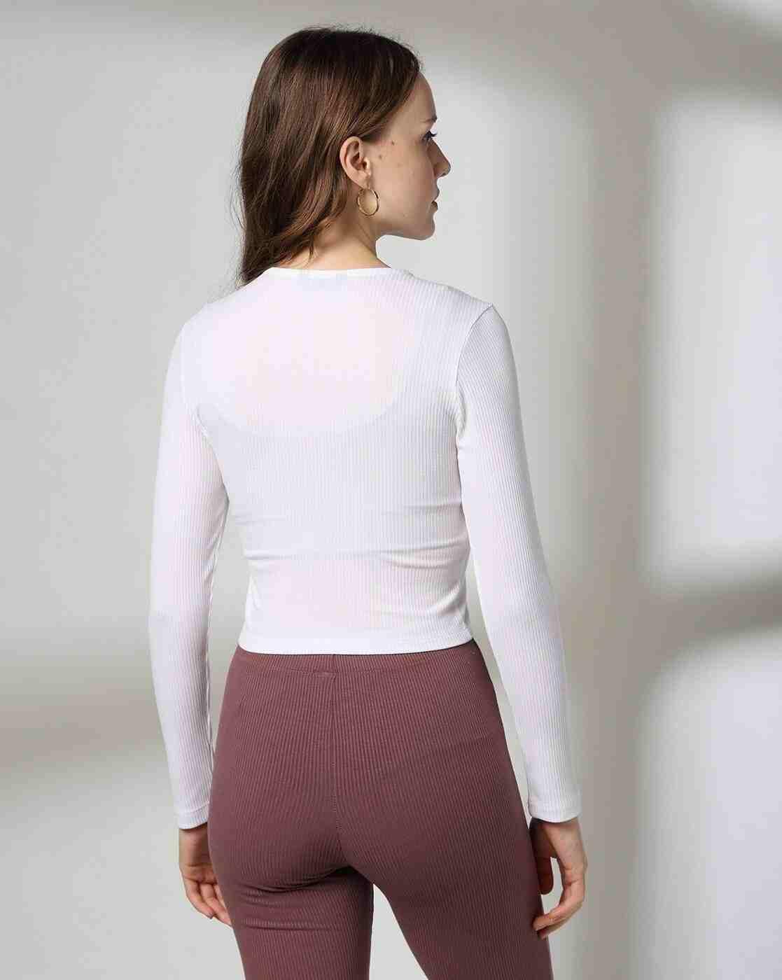 RIO BASIC | Women Ribbed Slim Fit Crew-Neck T-Shirt|2