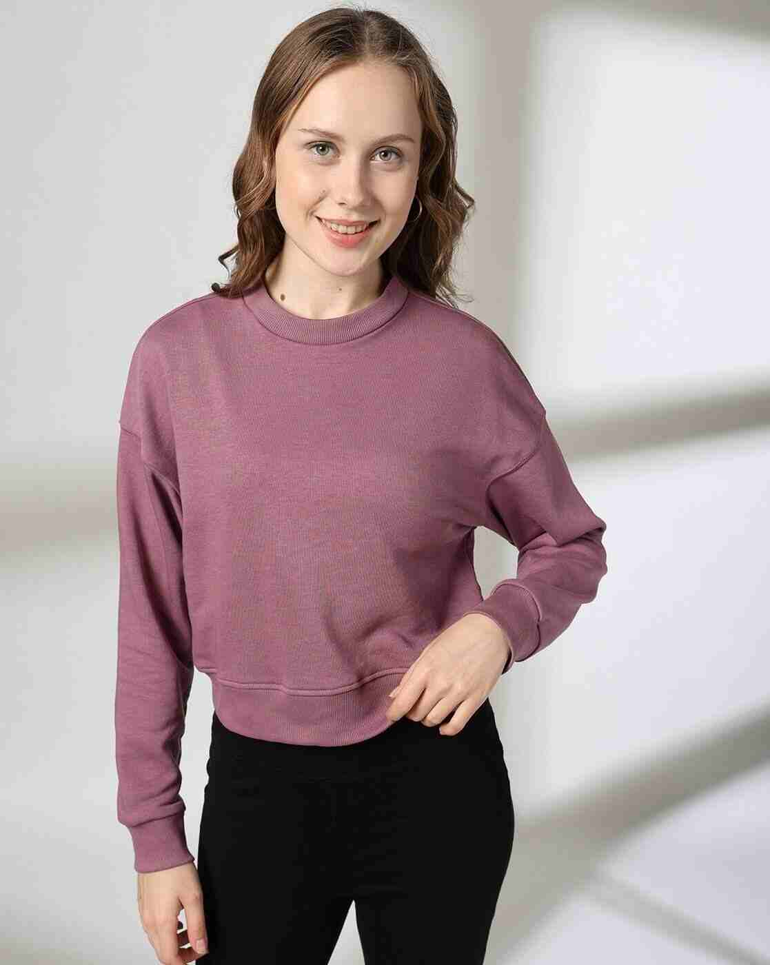 RIO BASIC | Women Regular Fit Crop Sweatshirt|0