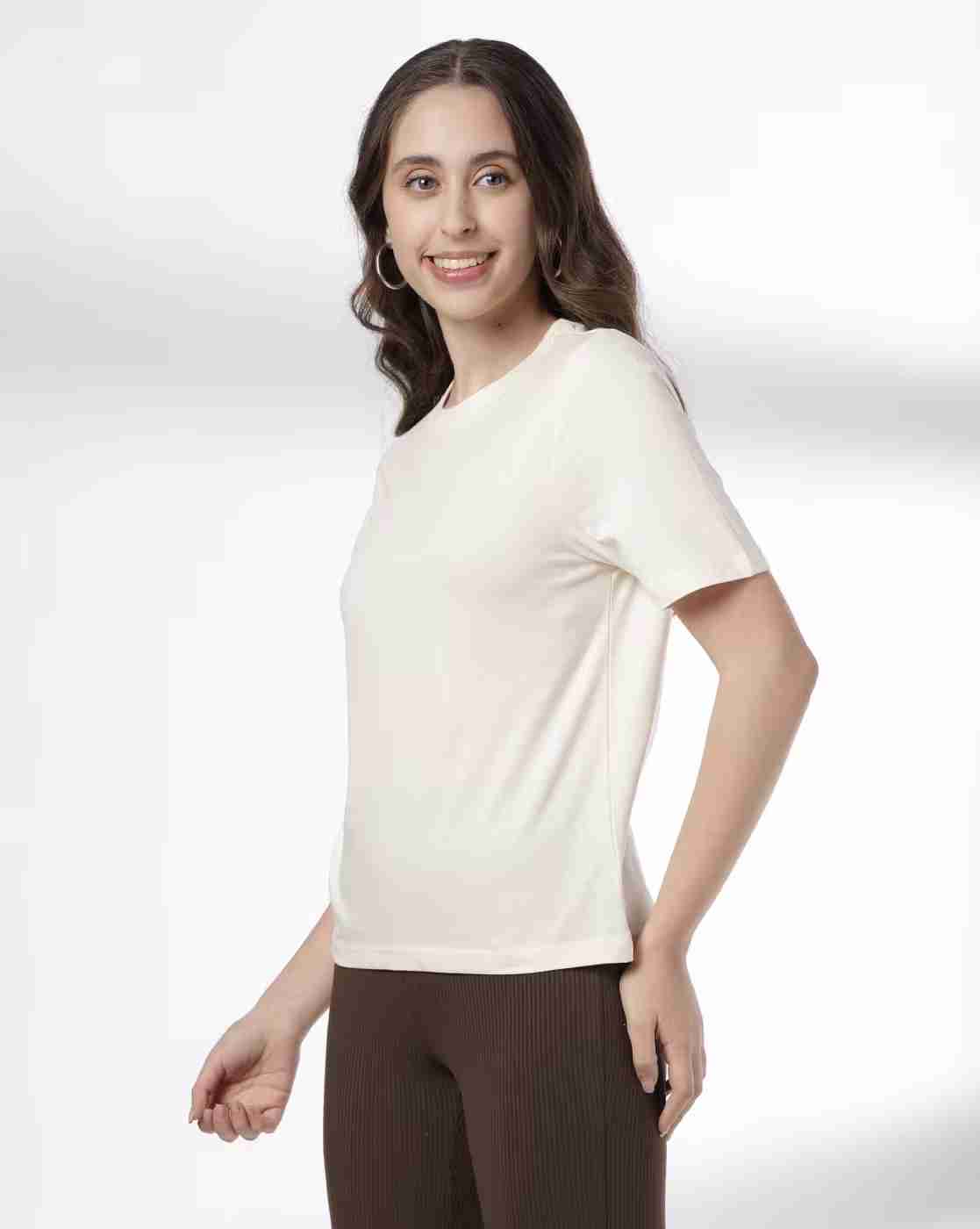 RIO BASIC | Women Regular Fit Round-Neck Cotton T-Shirt|1