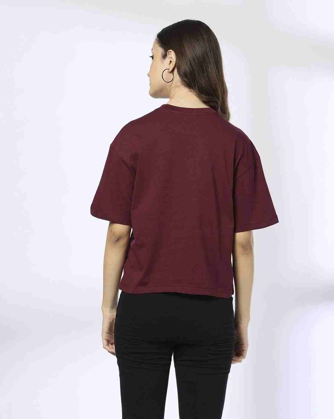 Women Loose Fit Round-Neck T-Shirt - RIO BASIC Wine