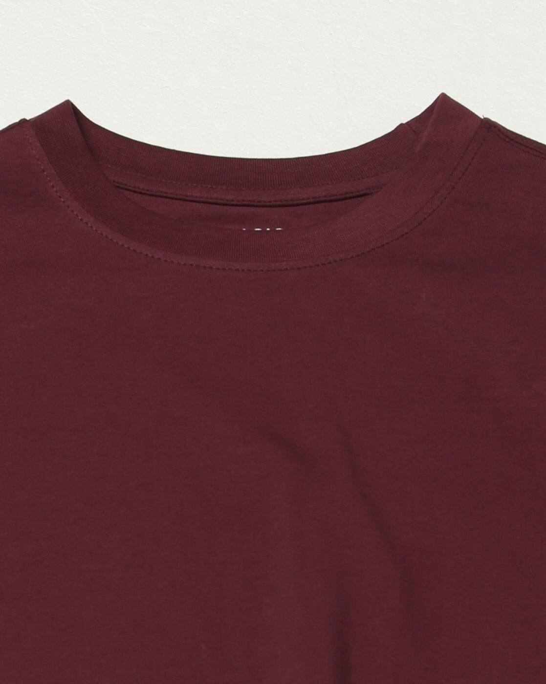 Women Loose Fit Round-Neck T-Shirt - RIO BASIC Wine