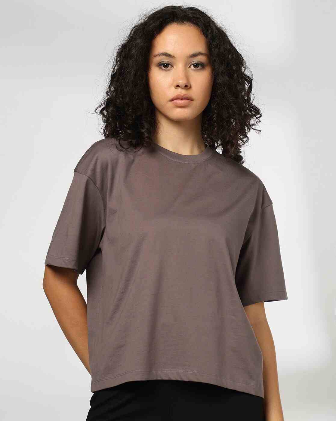 Women Regular Fit Cotton Crew-Neck T-Shirt