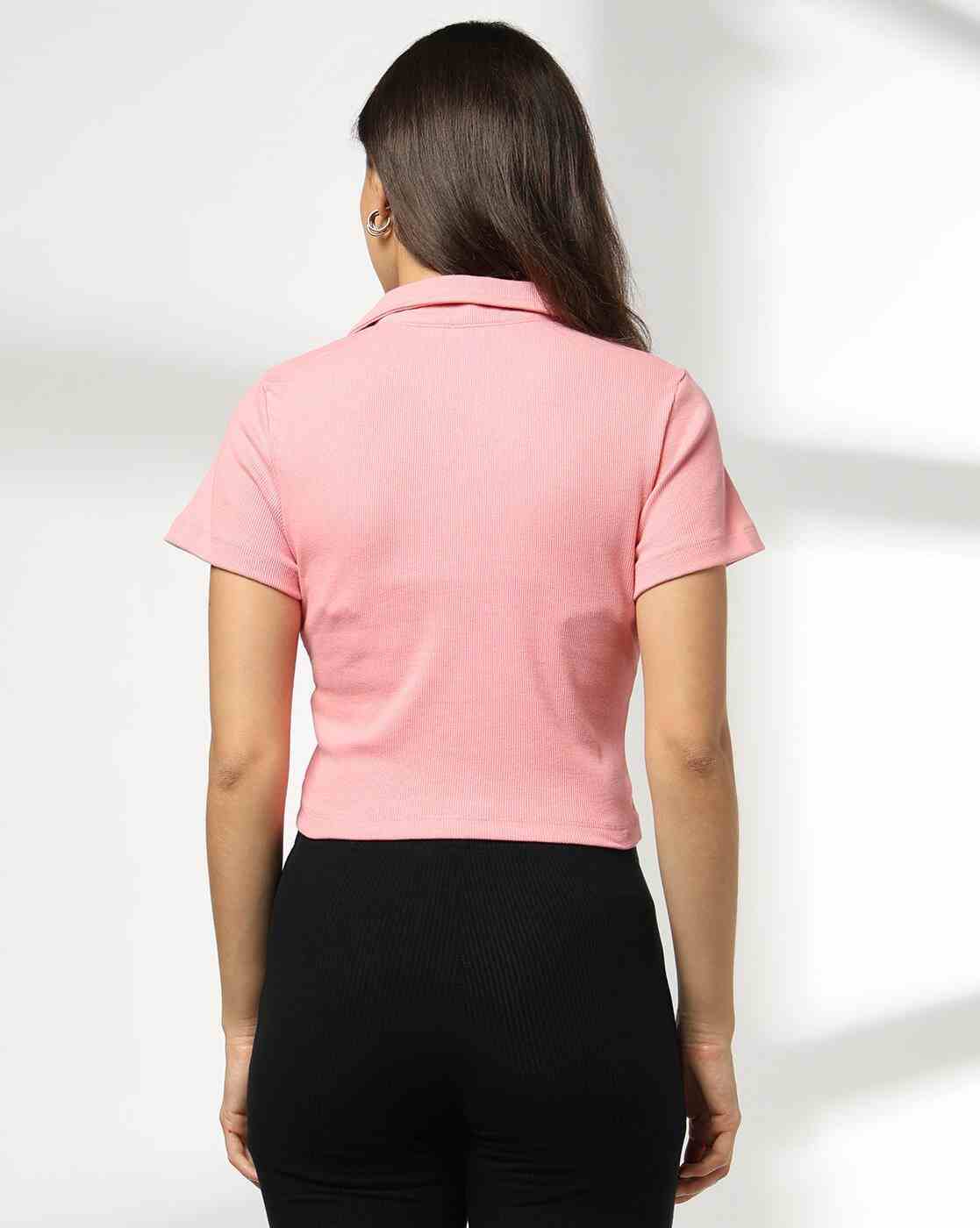 RIO BASIC | Women Ribbed Regular Fit Polo T-Shirt|2