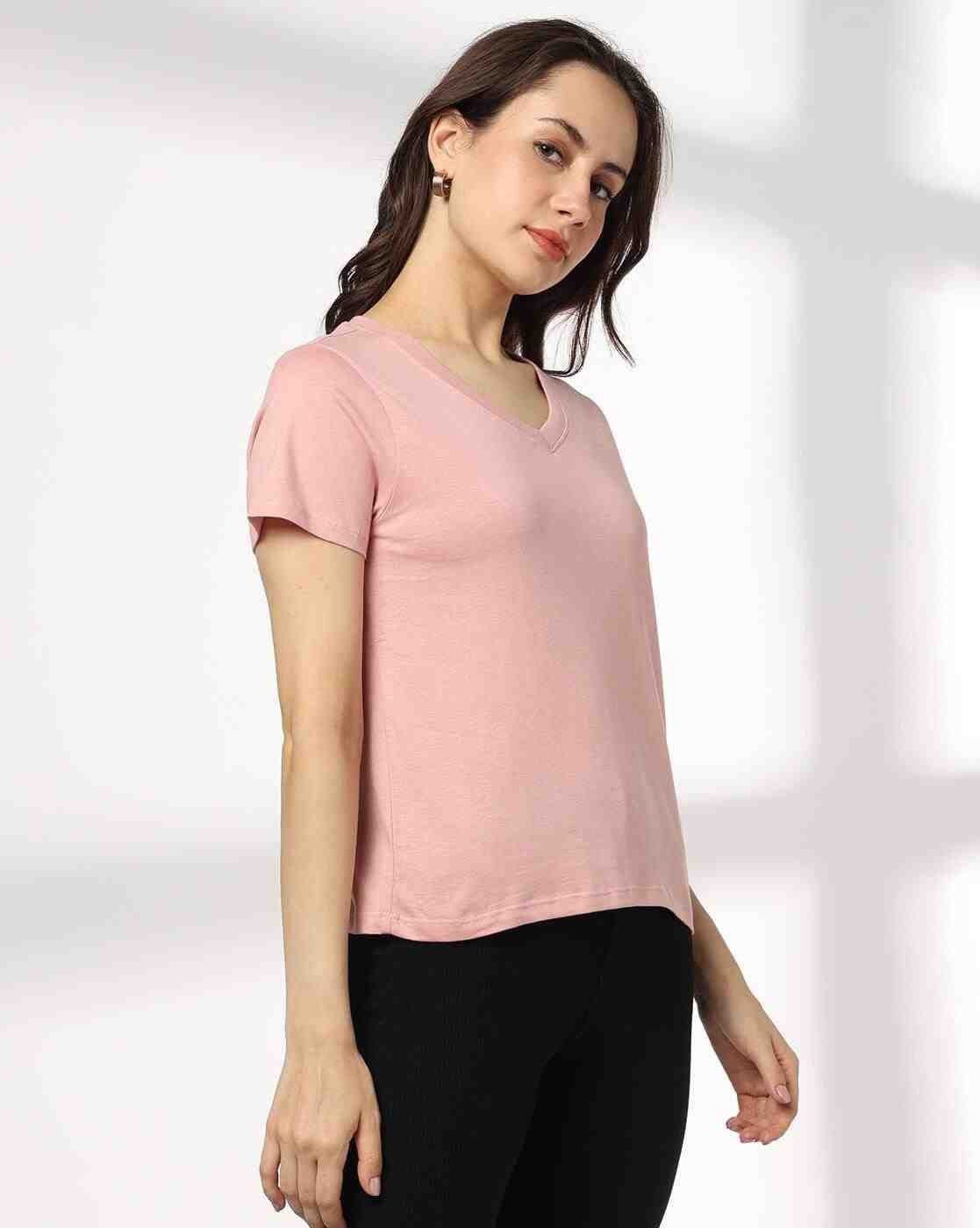 RIO BASIC | Women Daffodin Regular Fit V-Neck T-Shirt|1