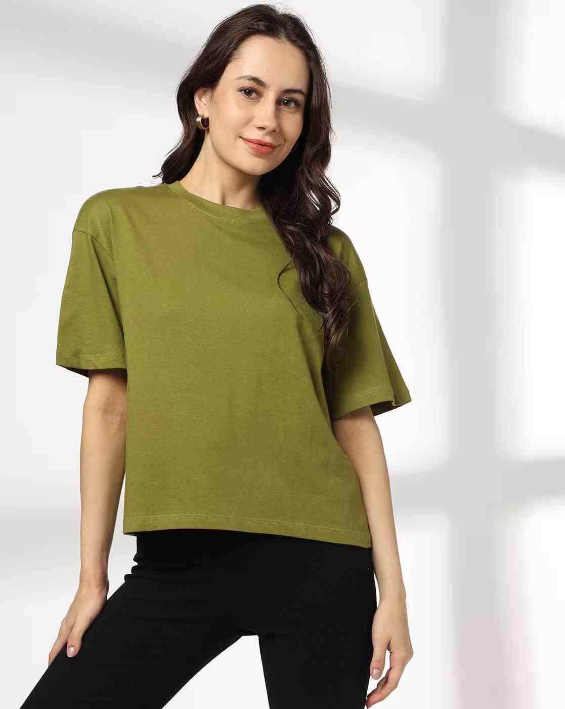 Women Boxy Fit Crew-Neck T-Shirt
