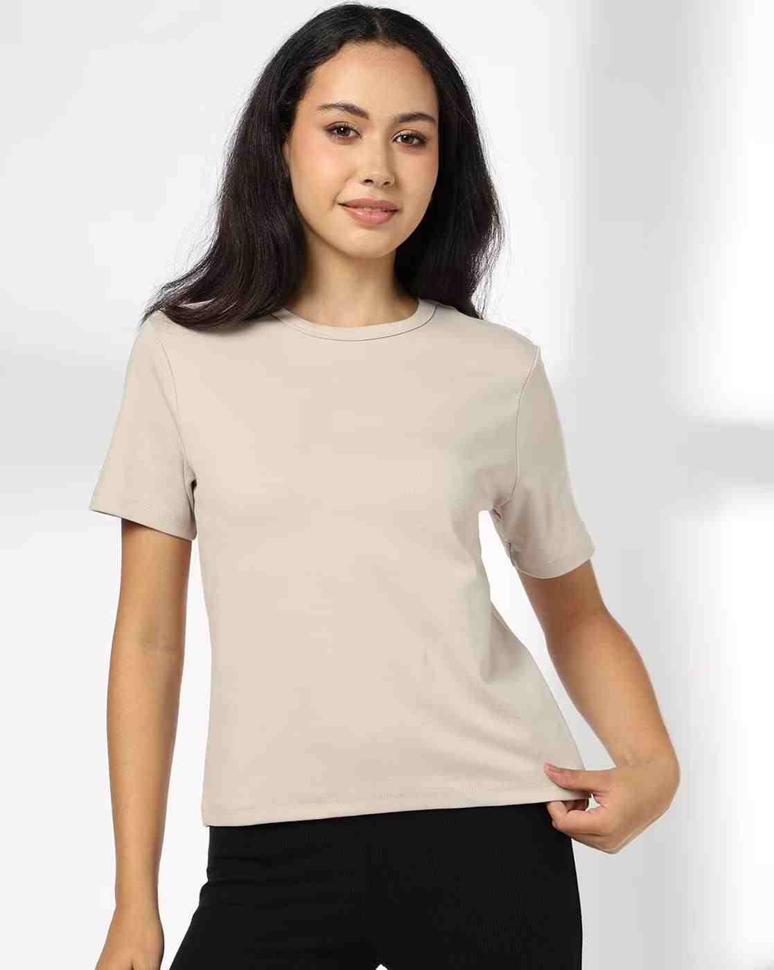 Women Interlock Regular Fit Crew-Neck T-Shirt