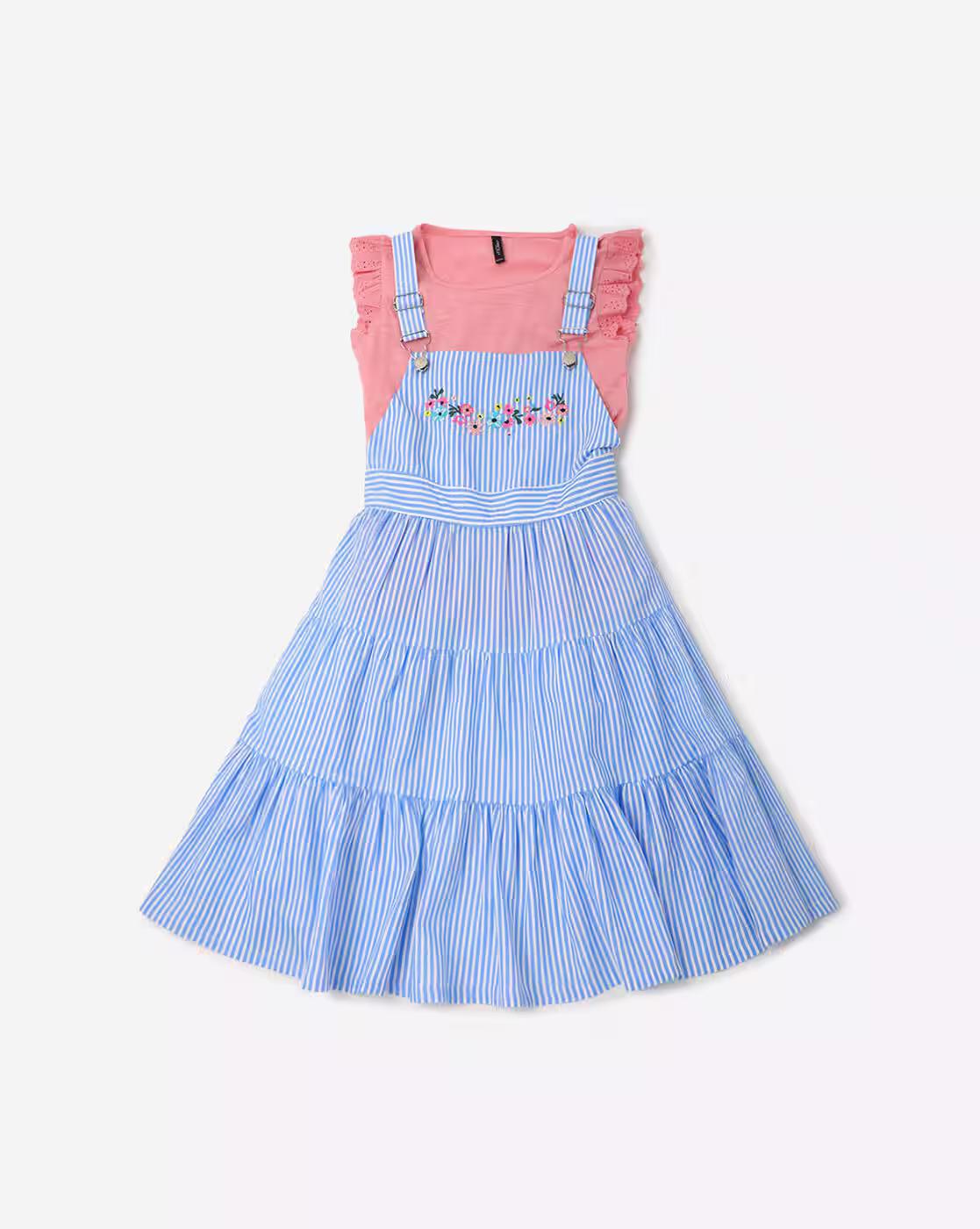RIO GIRLS | Striped Dungaree Set|0
