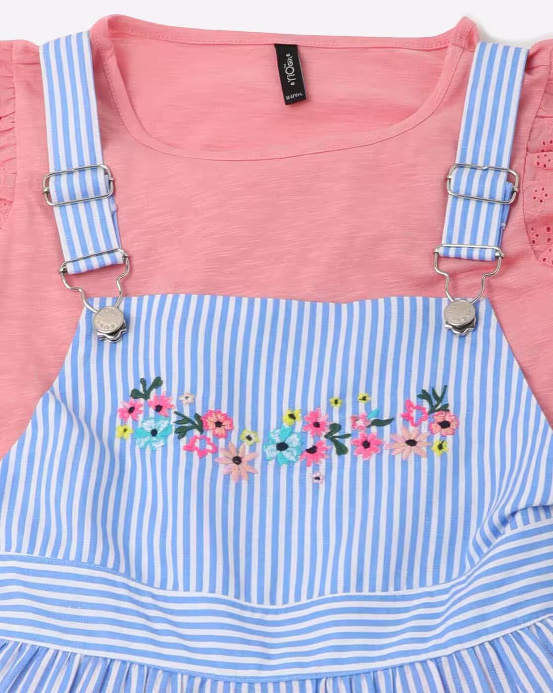 RIO GIRLS | Striped Dungaree Set|5