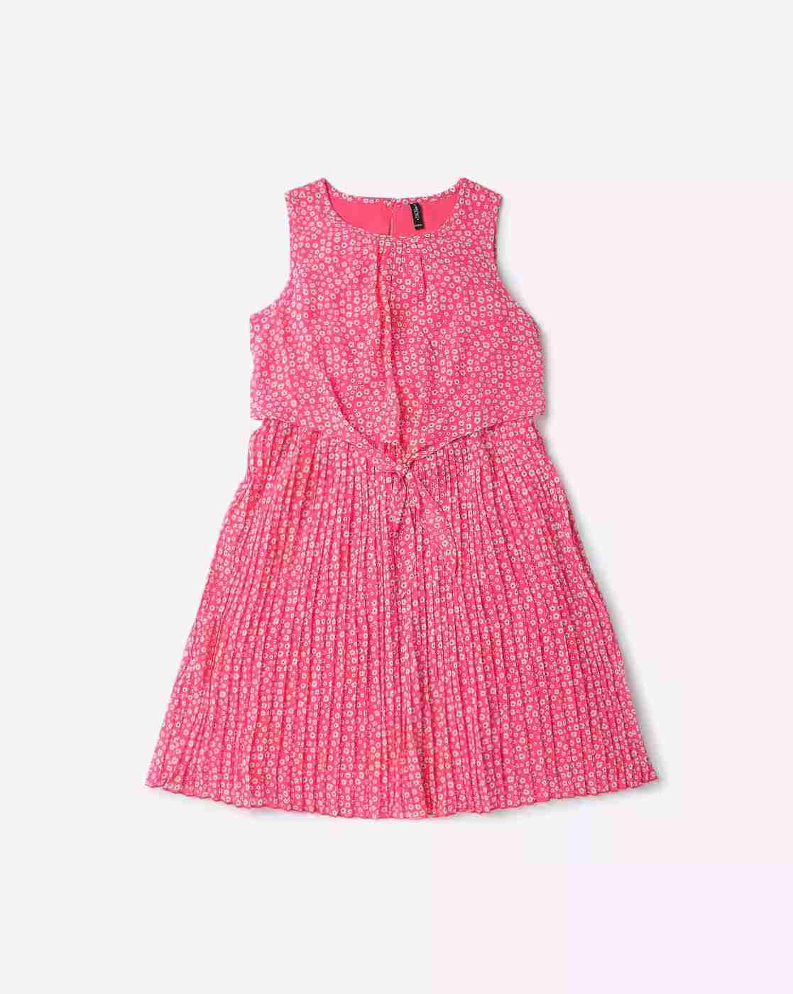RIO GIRLS | Floral Print Pleated Twofer Dress|0