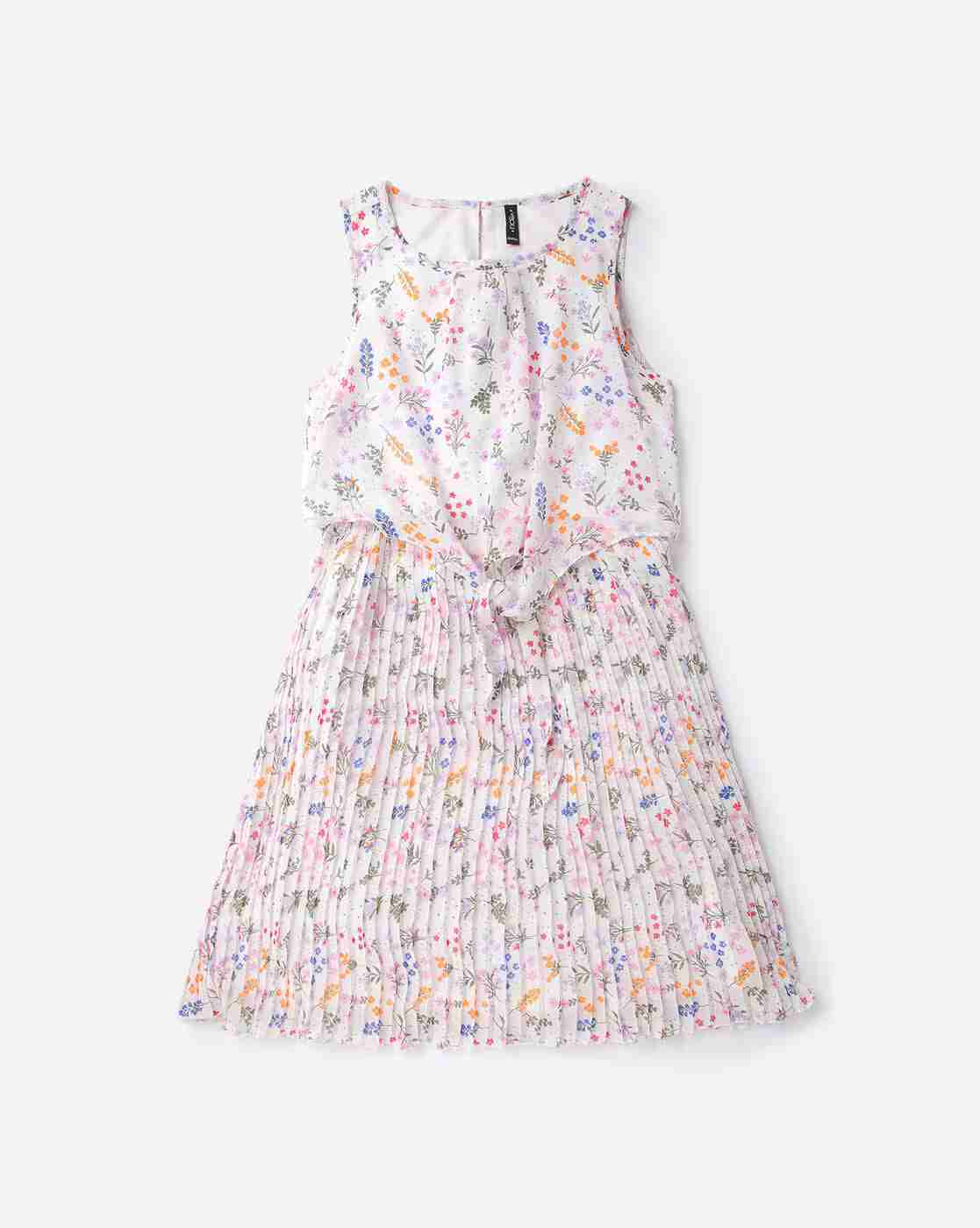 Floral Print Pleated Twofer Dress