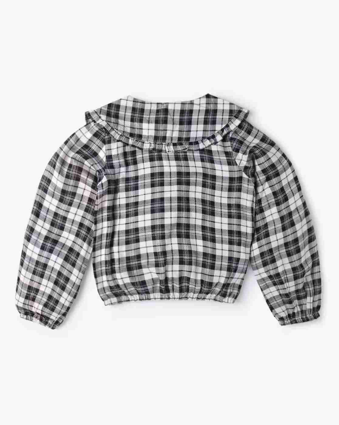RIO GIRLS | Checked Yarn-Dyed Top with Peter-Pan Collar|1
