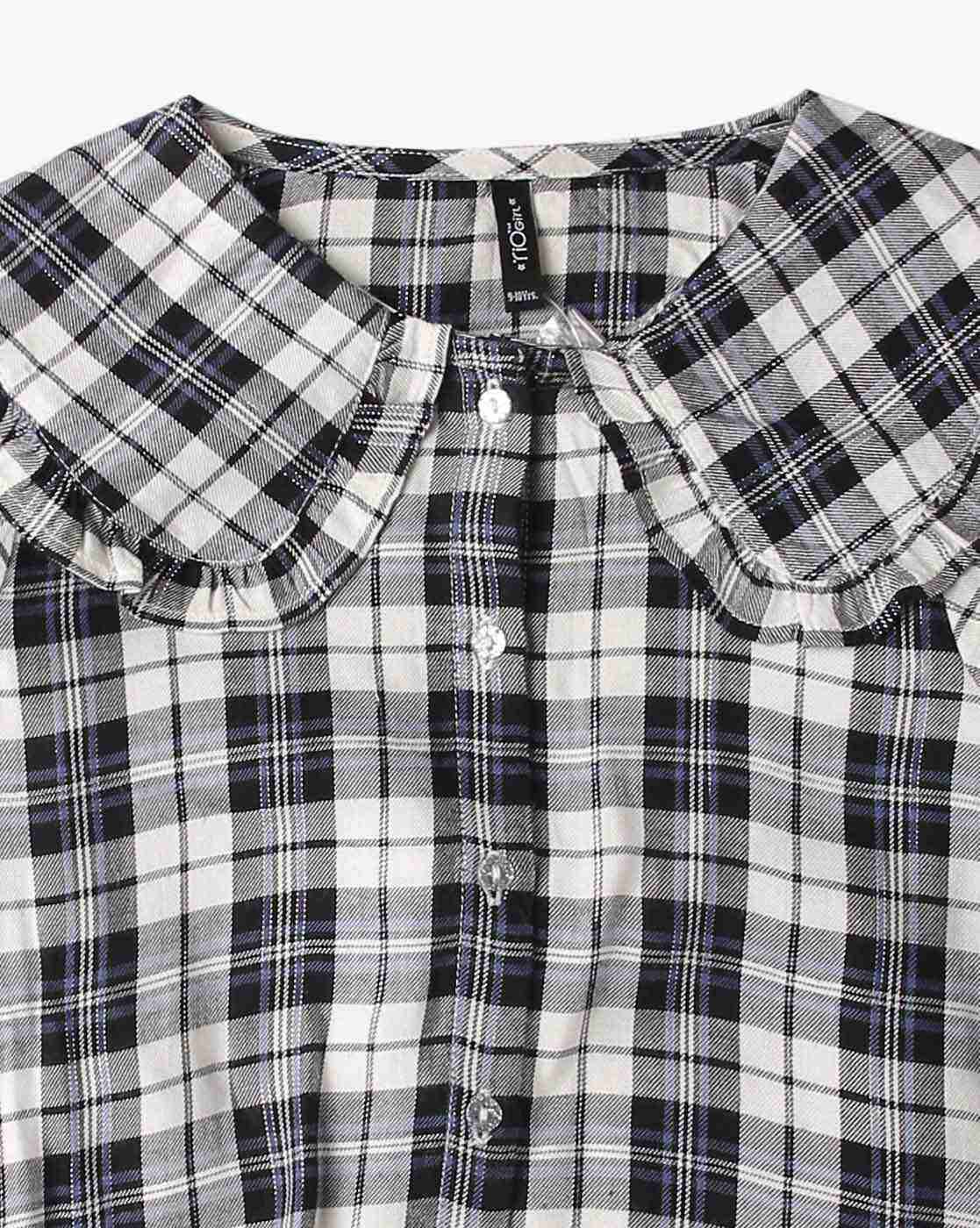 RIO GIRLS | Checked Yarn-Dyed Top with Peter-Pan Collar|2